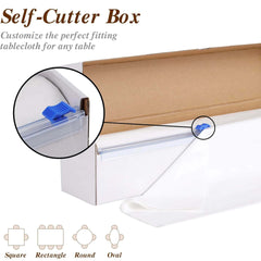 Plastic Table Cover Roll White with Slide Cutter - Customizable Disposable Tablecloth Roll 54"x300ft