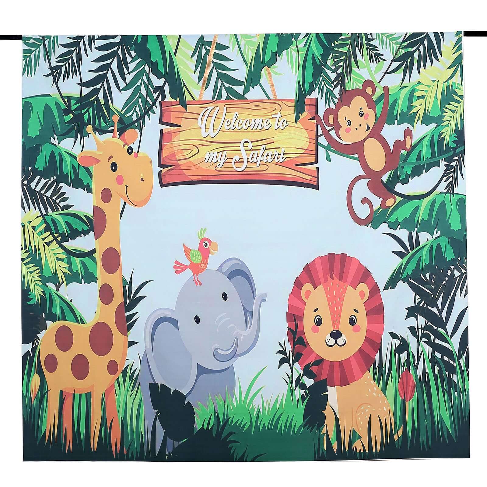 8ftx8ft Jungle Animal "Welcome To My Safari" Vinyl Photo Backdrop
