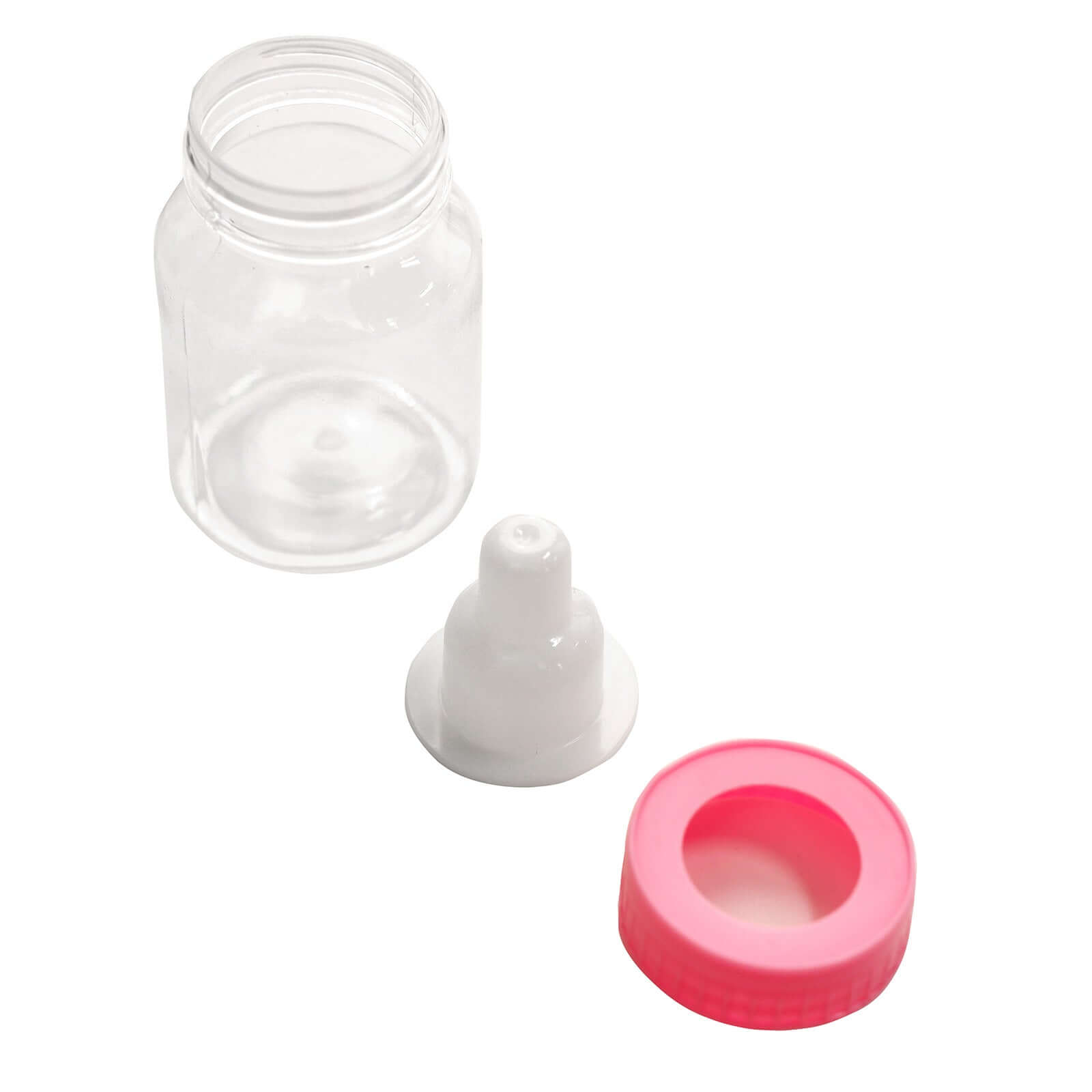 12-Pack Fillable Mini Candy Container in Baby Bottle Style Clear/Pink - Candy Treat Favor Boxes for Baby Showers 3.5"