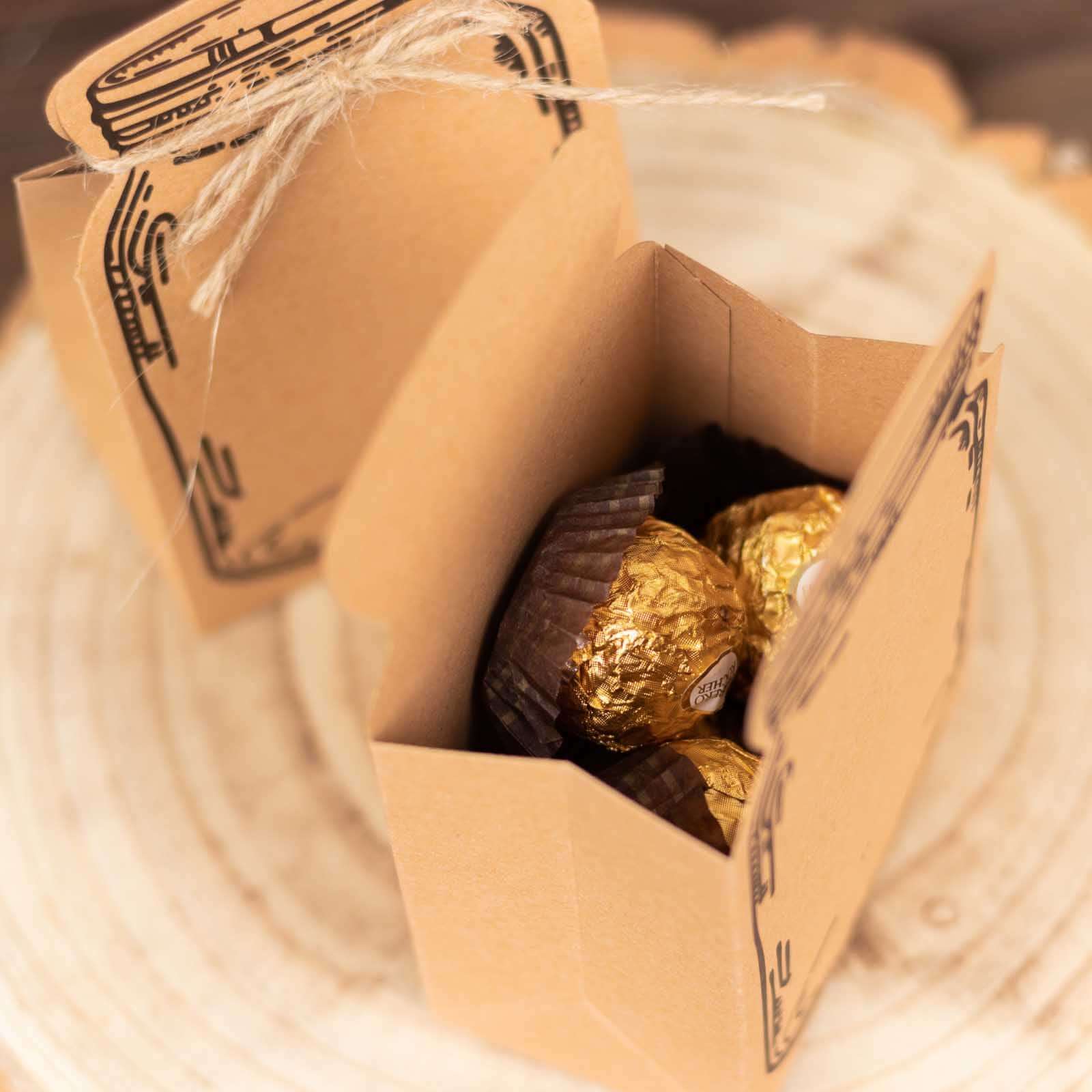 25 Pack Natural Mini Mason Jar Shaped Paper Party Favor Boxes With Jute Rope Ties, Candy Gift Boxes - 5"x3"