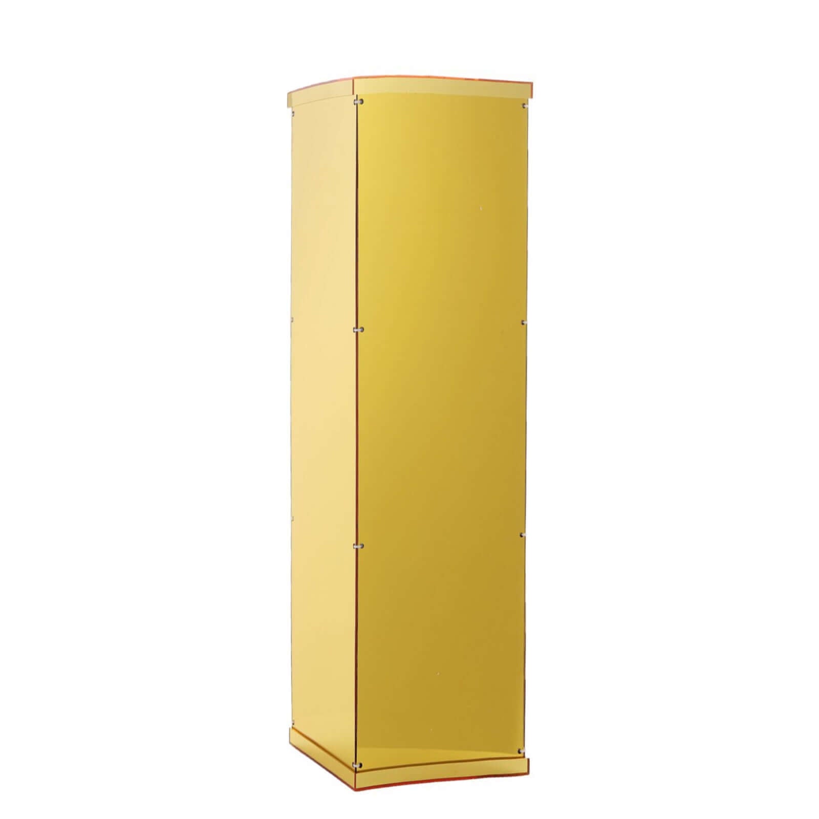 40" Floor Standing Gold Mirror Finish Acrylic Display Box, Pedestal Riser with Interchangeable Lid and Base
