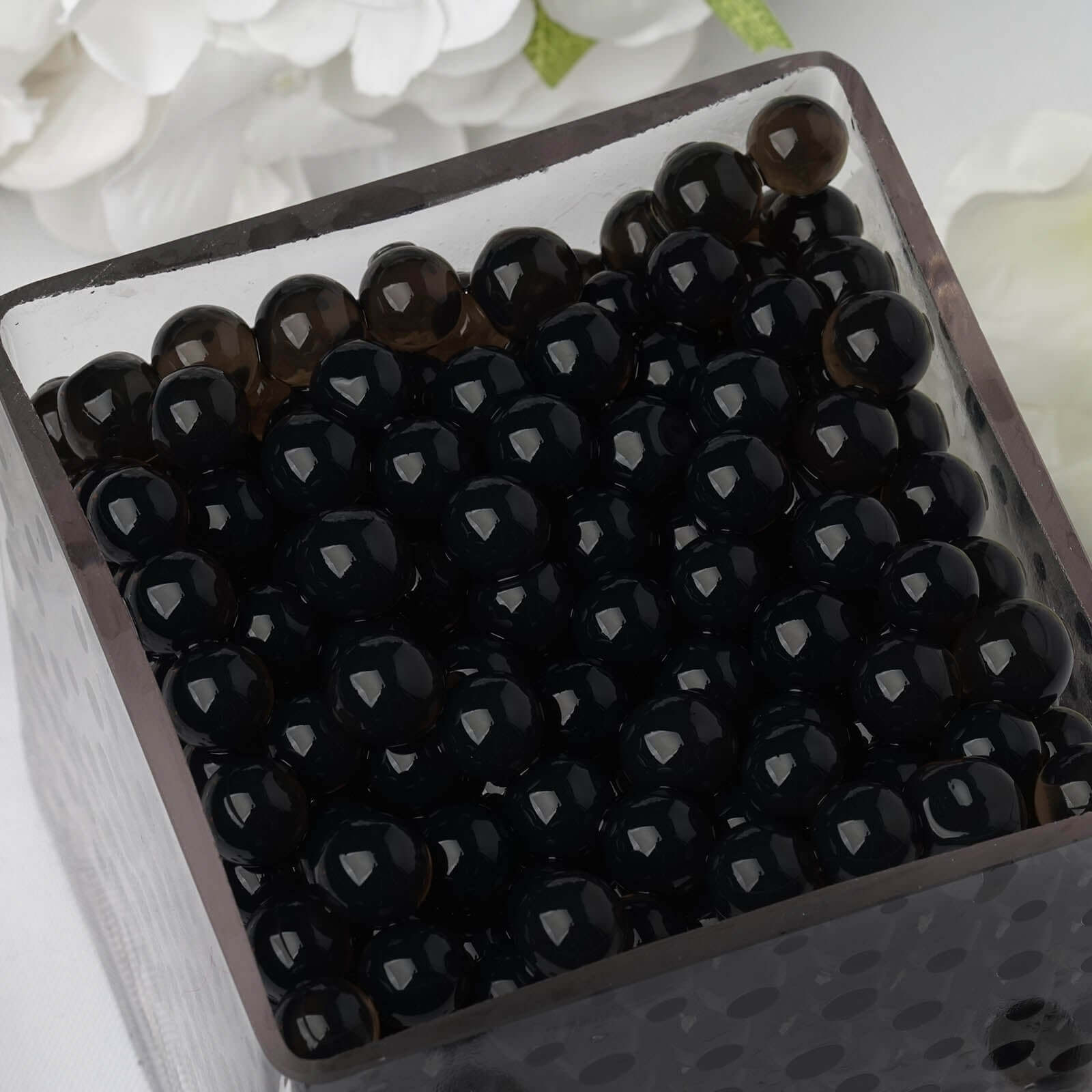 200-250 Pcs Water Gel Beads Vase Filler Black - Small Nontoxic Jelly Balls for Floating Candles & Floral Displays
