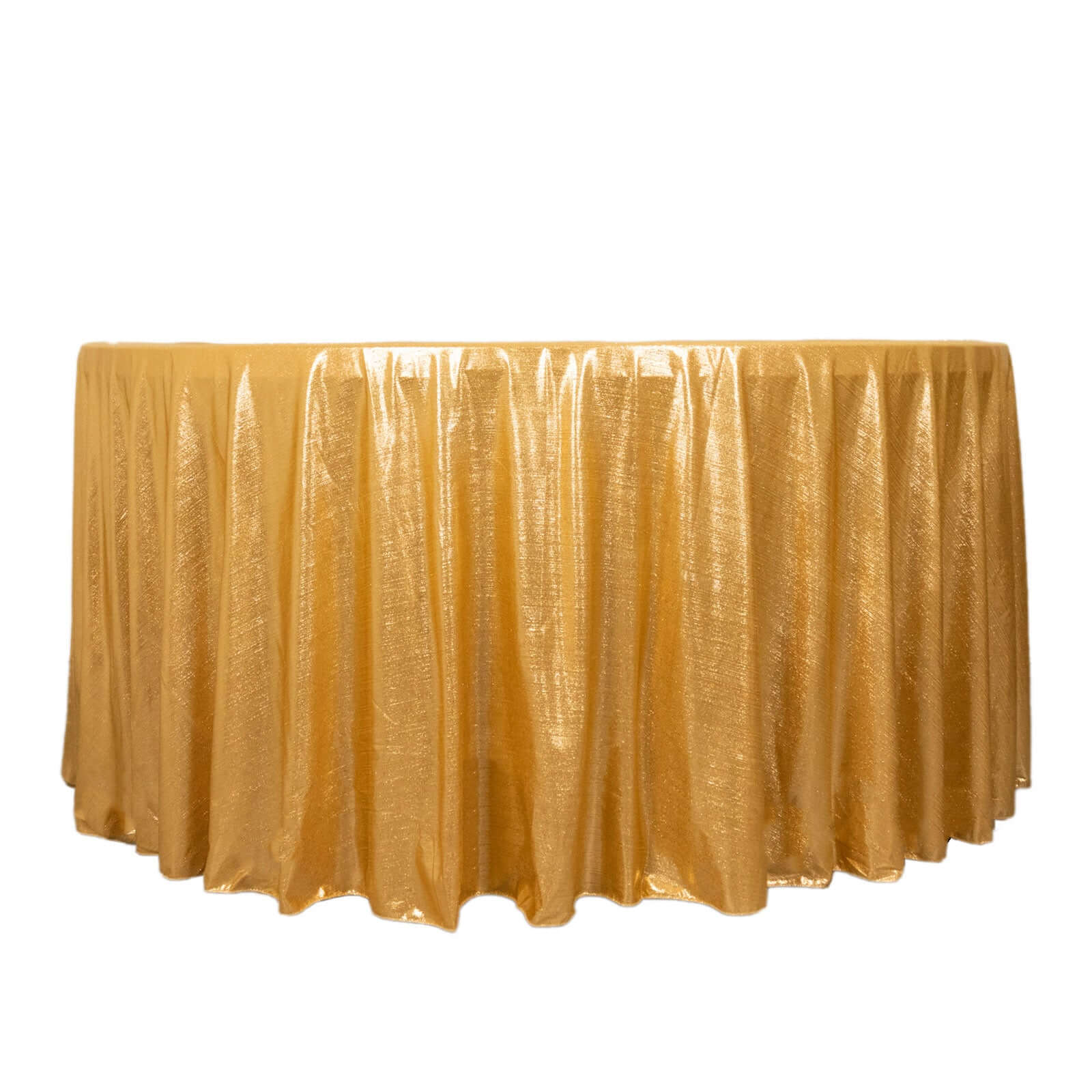 Sequin Dots Polyester Round 120" Tablecloth Gold - Wrinkle Free & Sparkling Table Cover for Stylish Event Decor