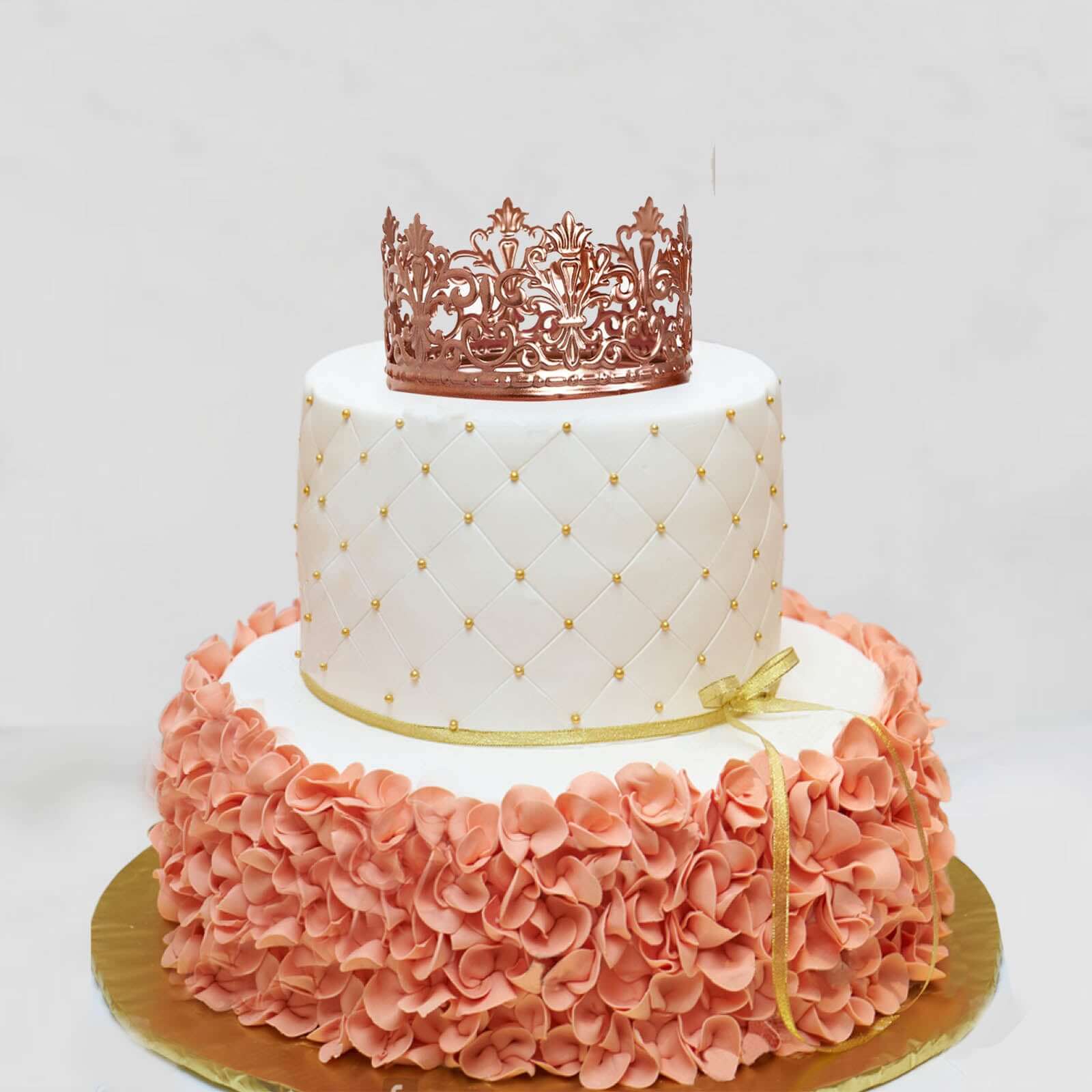 Metal Princess Crown Cake Topper Rose Gold - Exquisite Cake Centerpiece Decor for Quinceañeras Bridal Showers & Fairytale-Themed Events 2"
