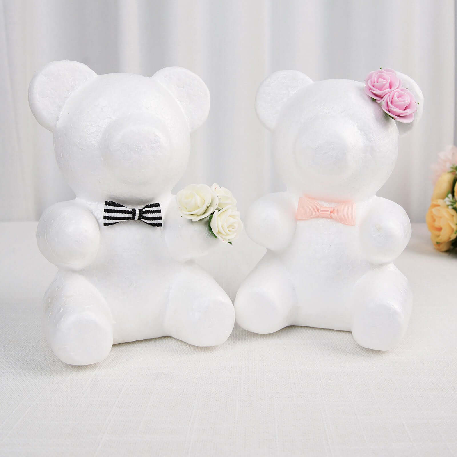 2 Pack 7" DIY White 3D Modeling StyroFoam Bears, Polystyrene Craft Foam Animals