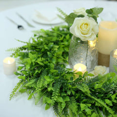 2 Pack 22" Green Artificial Lifelike Boxwood Fern Mix Spring Wreaths