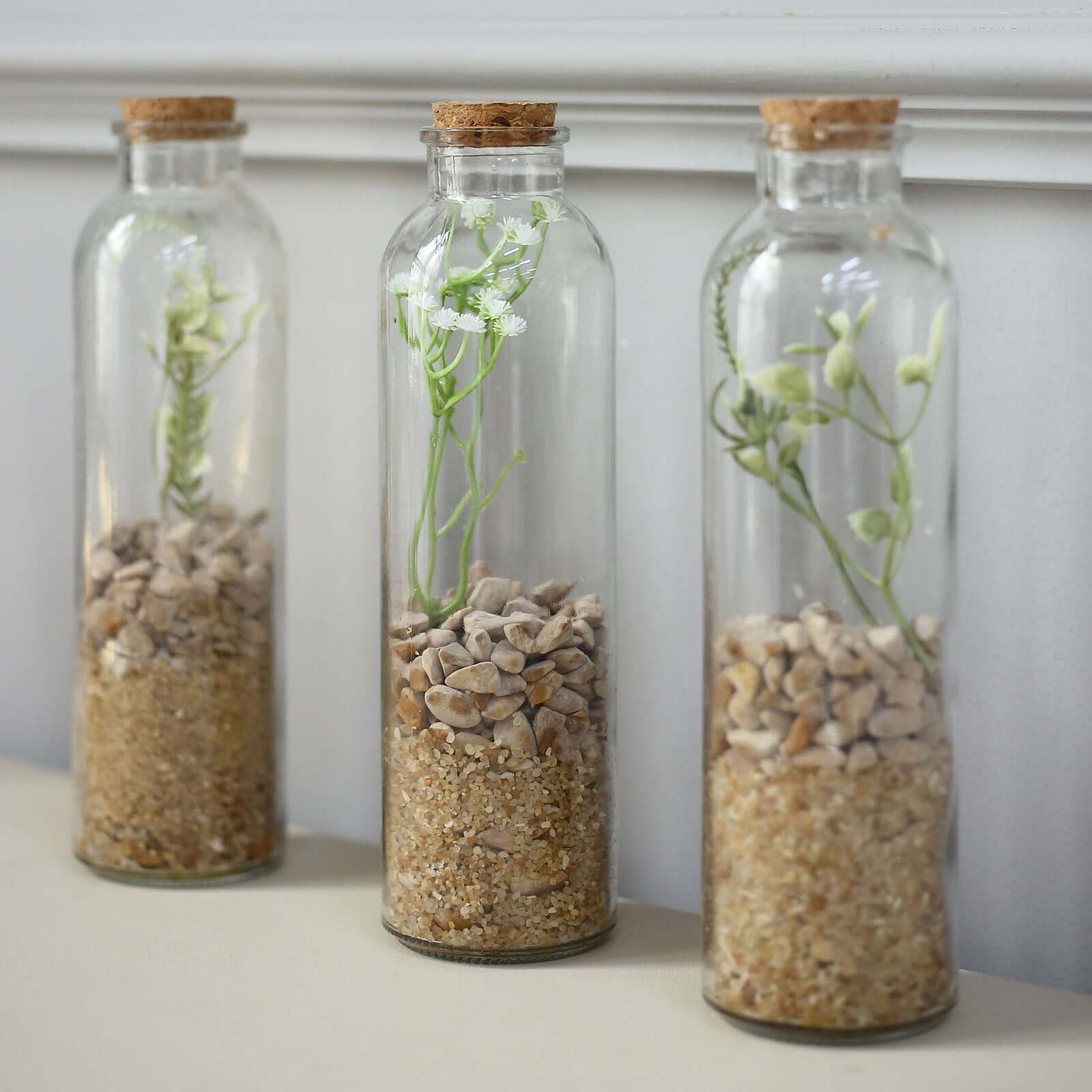 12-Pack Glass Storage Jars Round Design Clear with Cork Stoppers - Refillable Bottles for Kitchen & Organization 9" 16oz