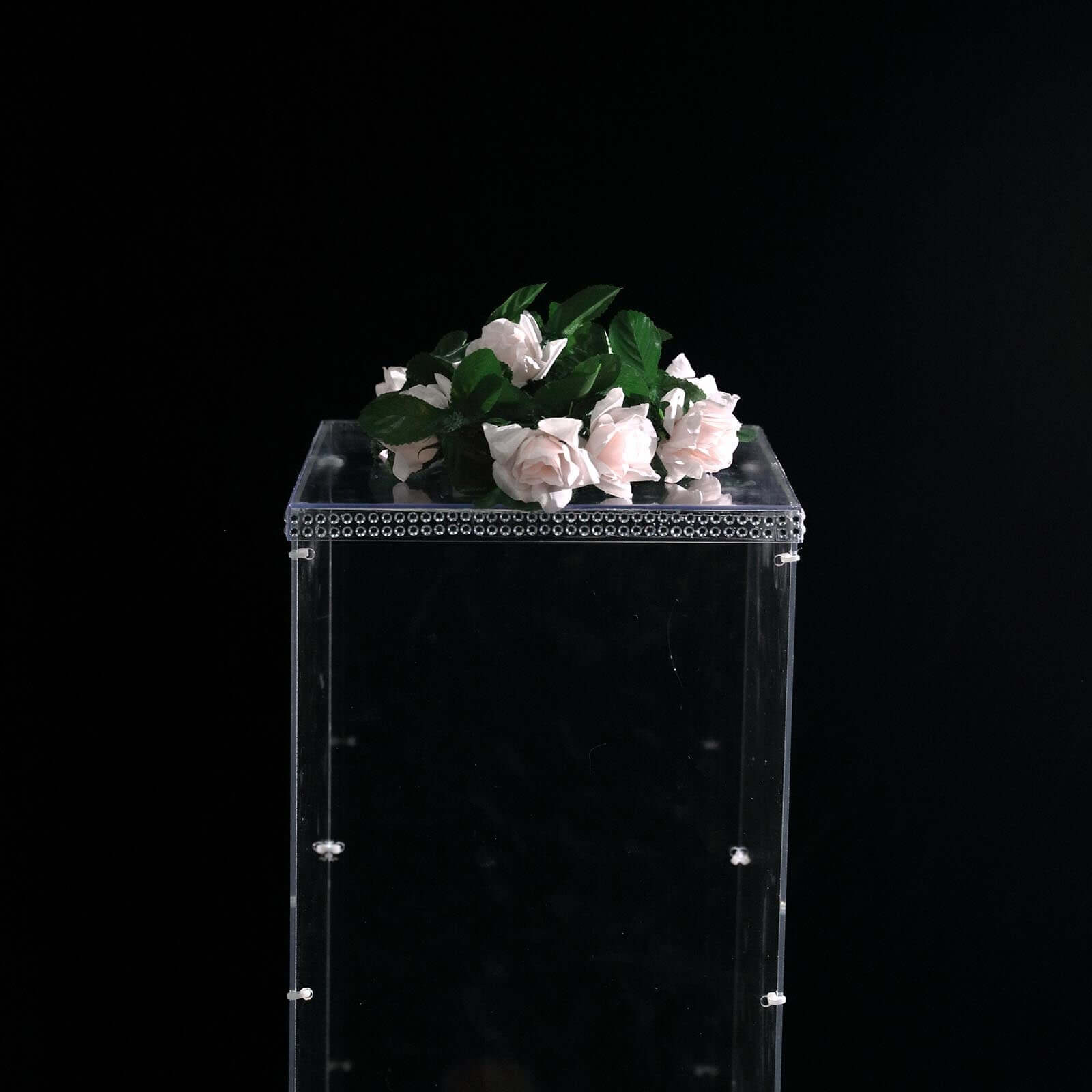 32" Clear Acrylic Display Box, Transparent Pedestal Riser with Interchangeable Lid and Base