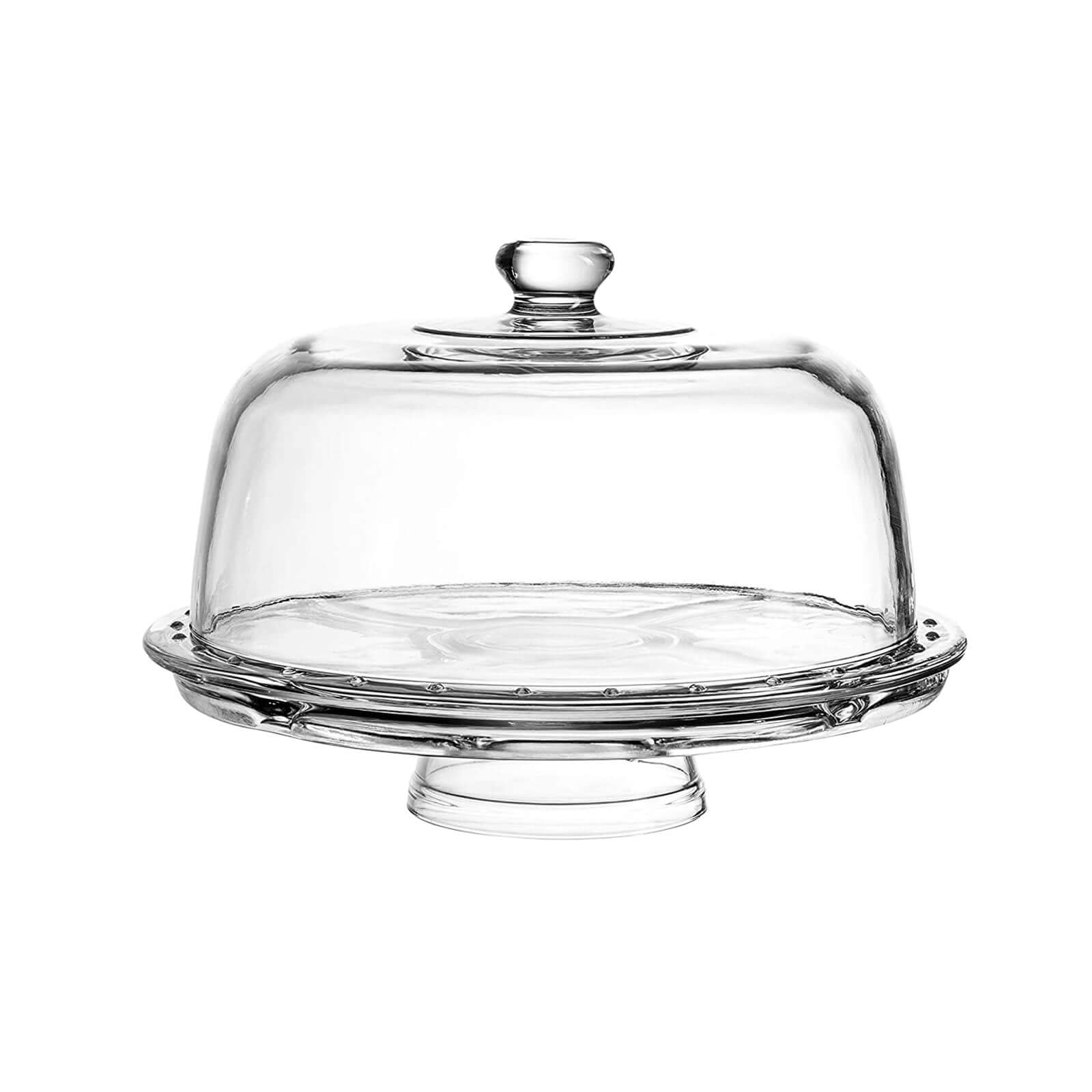 Acrylic Cake Stand with Dome Lid Clear - Multipurpose Reusable Serving Dish Platter Punch Bowl for Weddings Parties & Dessert Buffets 12"