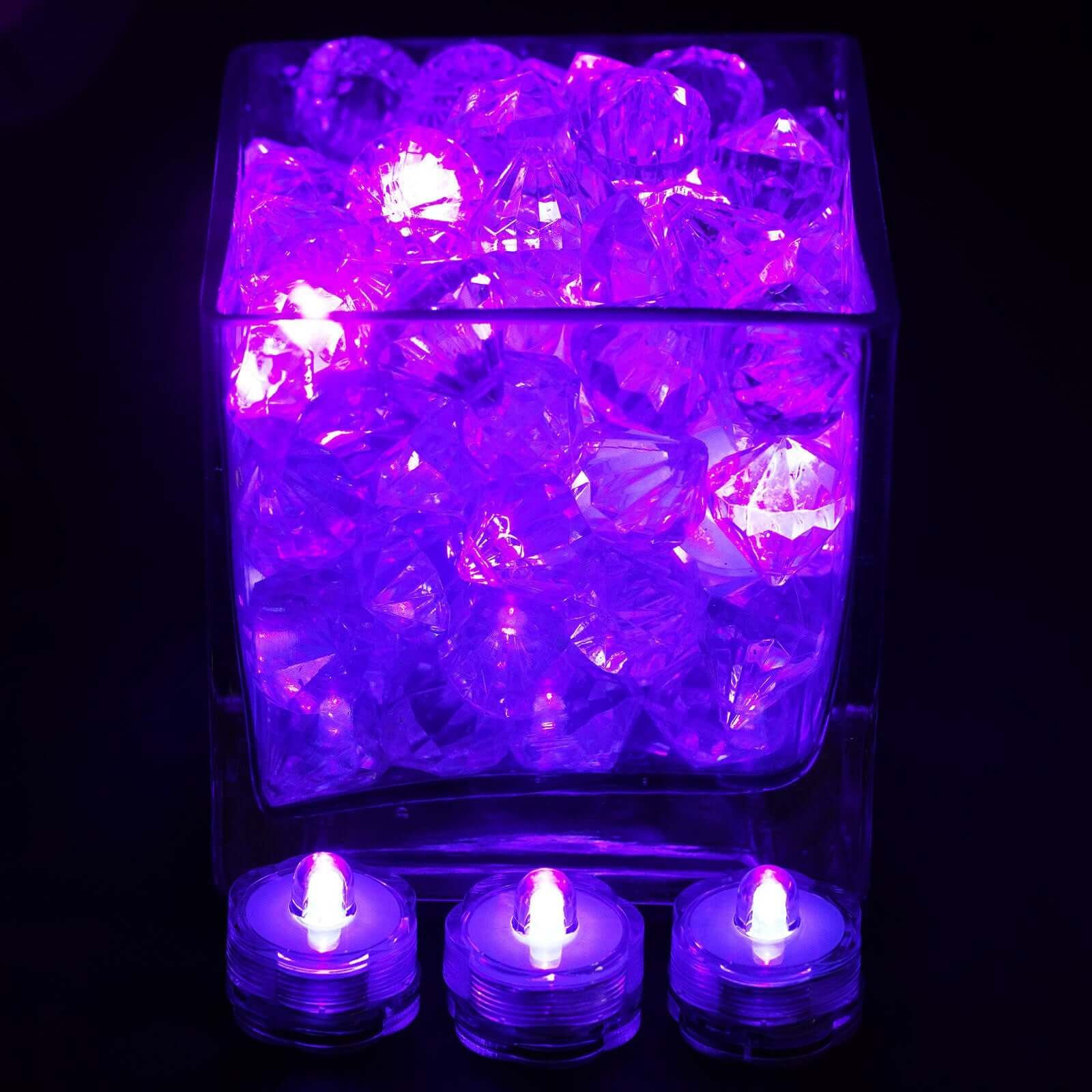 12-Pack LED Lights Flower Design - Submersible Waterproof Purple Battery Operated