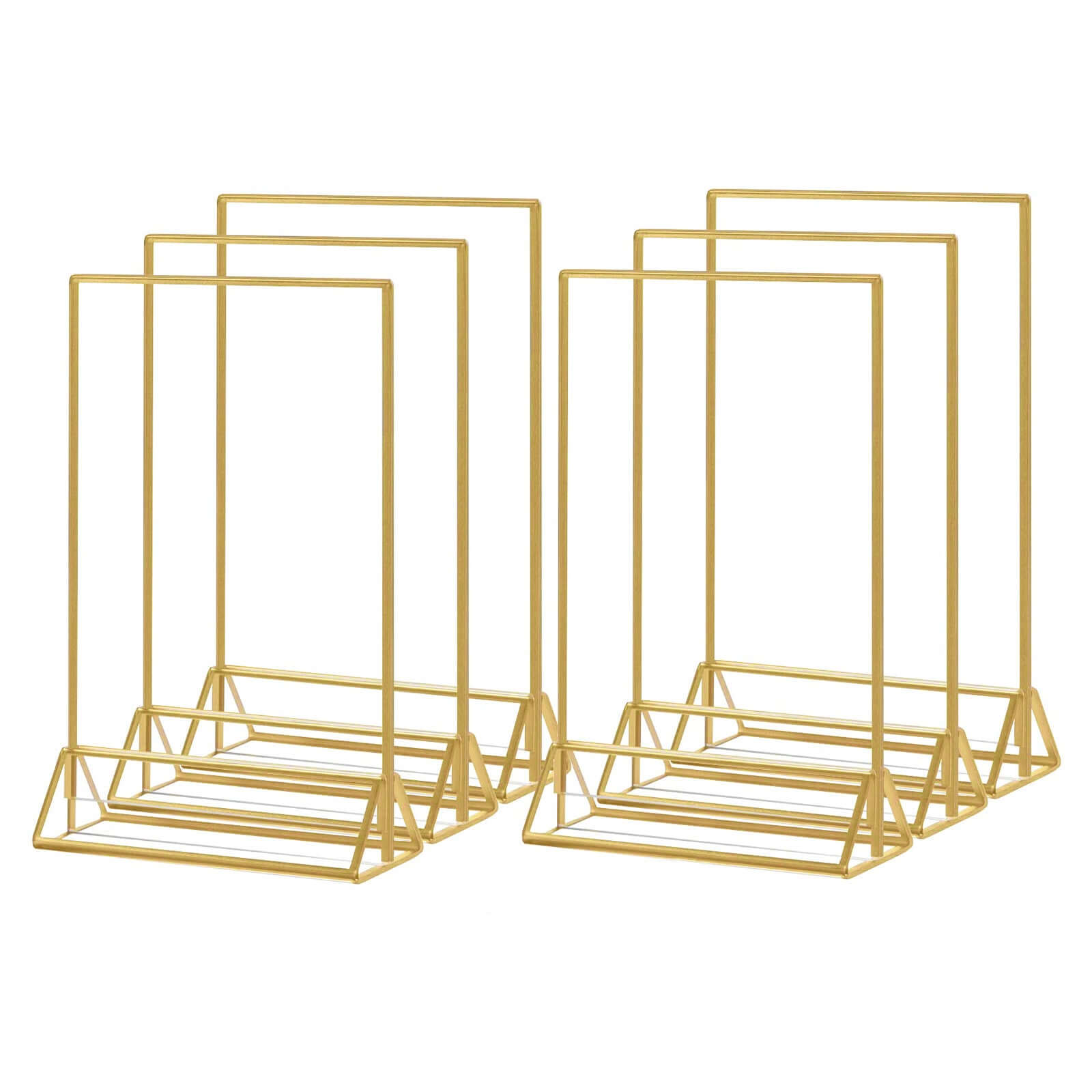 6-Pack Gold Frame Acrylic Table Sign Holders Double-Sided Display for Numbers and Menus - Perfect for Weddings 5"x9"