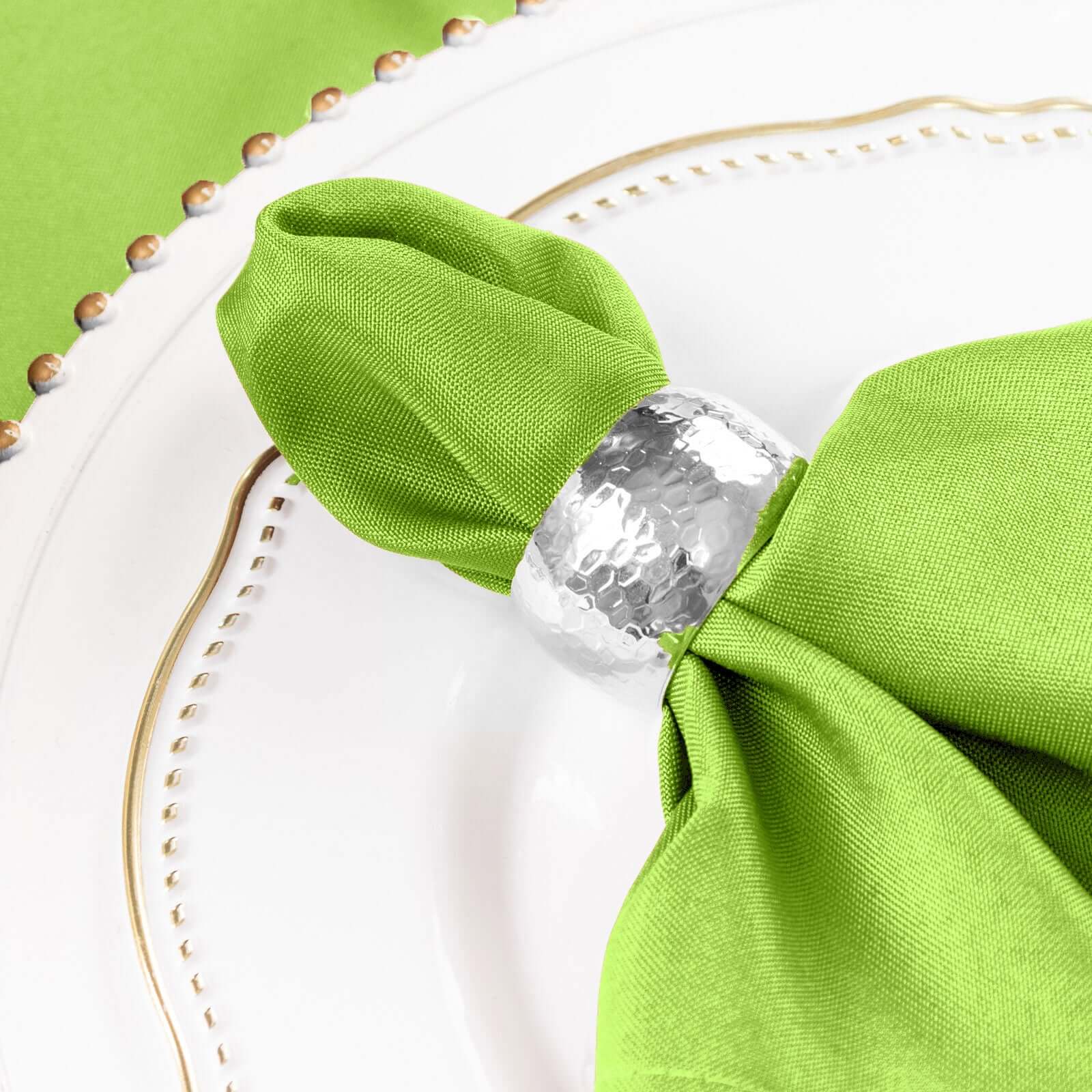 5 Pack Polyester 17"x17" Napkins Apple Green - Durable & Wrinkle Resistant Dinner Napkins