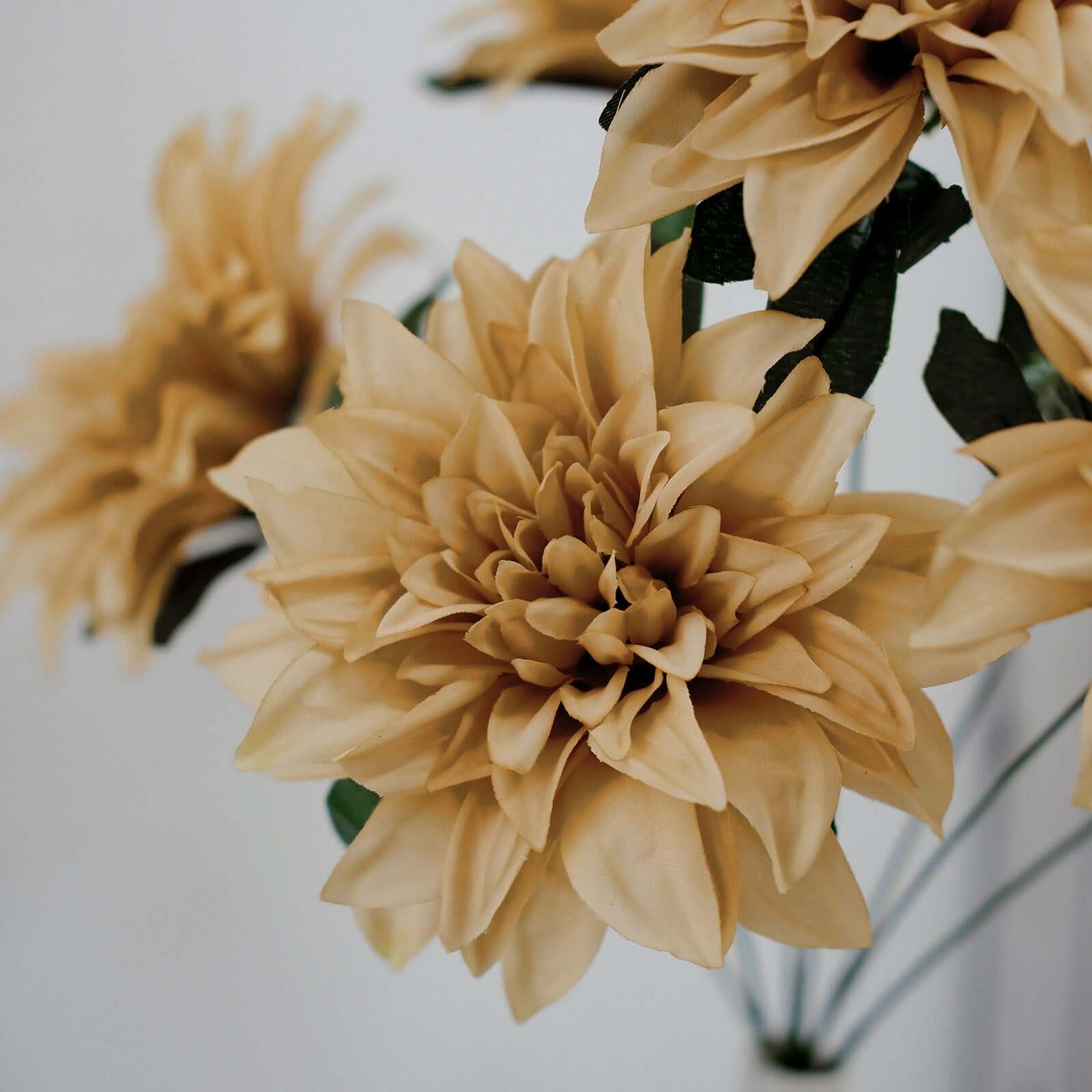 2 Bouquets 20" Champagne Artificial Silk Dahlia Flower Spray Bushes