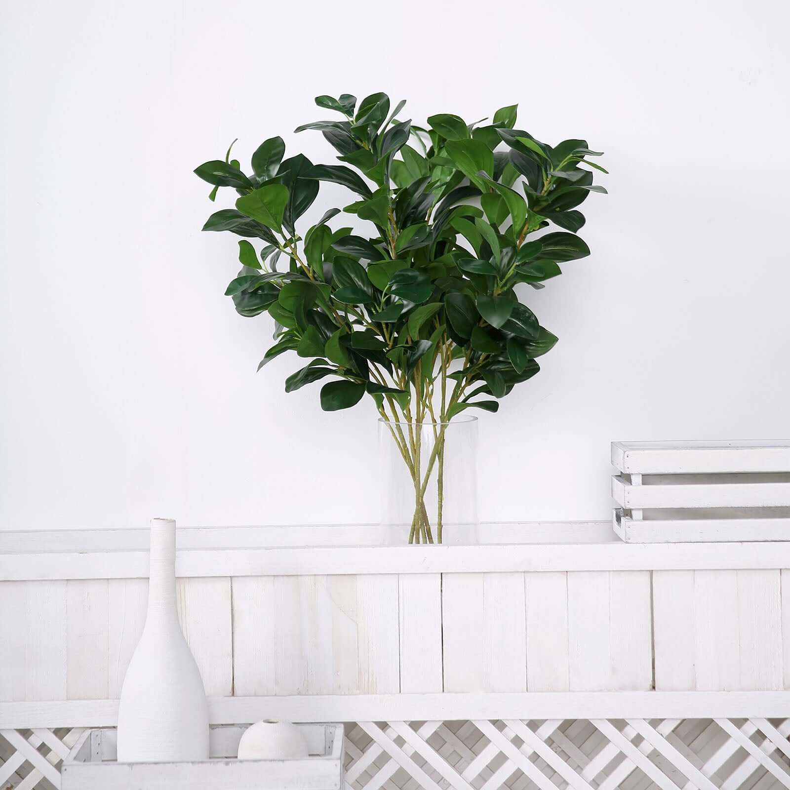 2 Stems 26" Green Artificial Lemon Leaf Branches Faux Greenery Plant