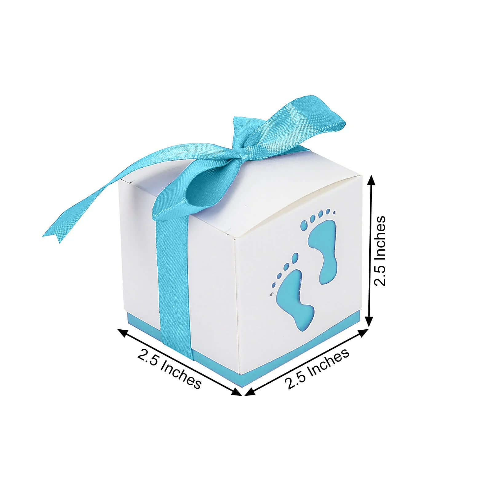 25 Pack 2" Light Blue Footprint Baby Shower Party Favor Candy Gift Boxes