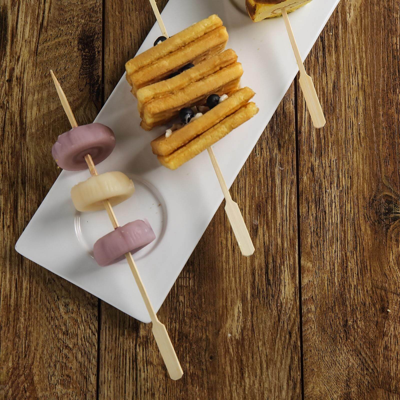 100-Pack Bamboo Cocktail Sticks Paddle Decorative Top Design - Eco Friendly Party Picks 10"