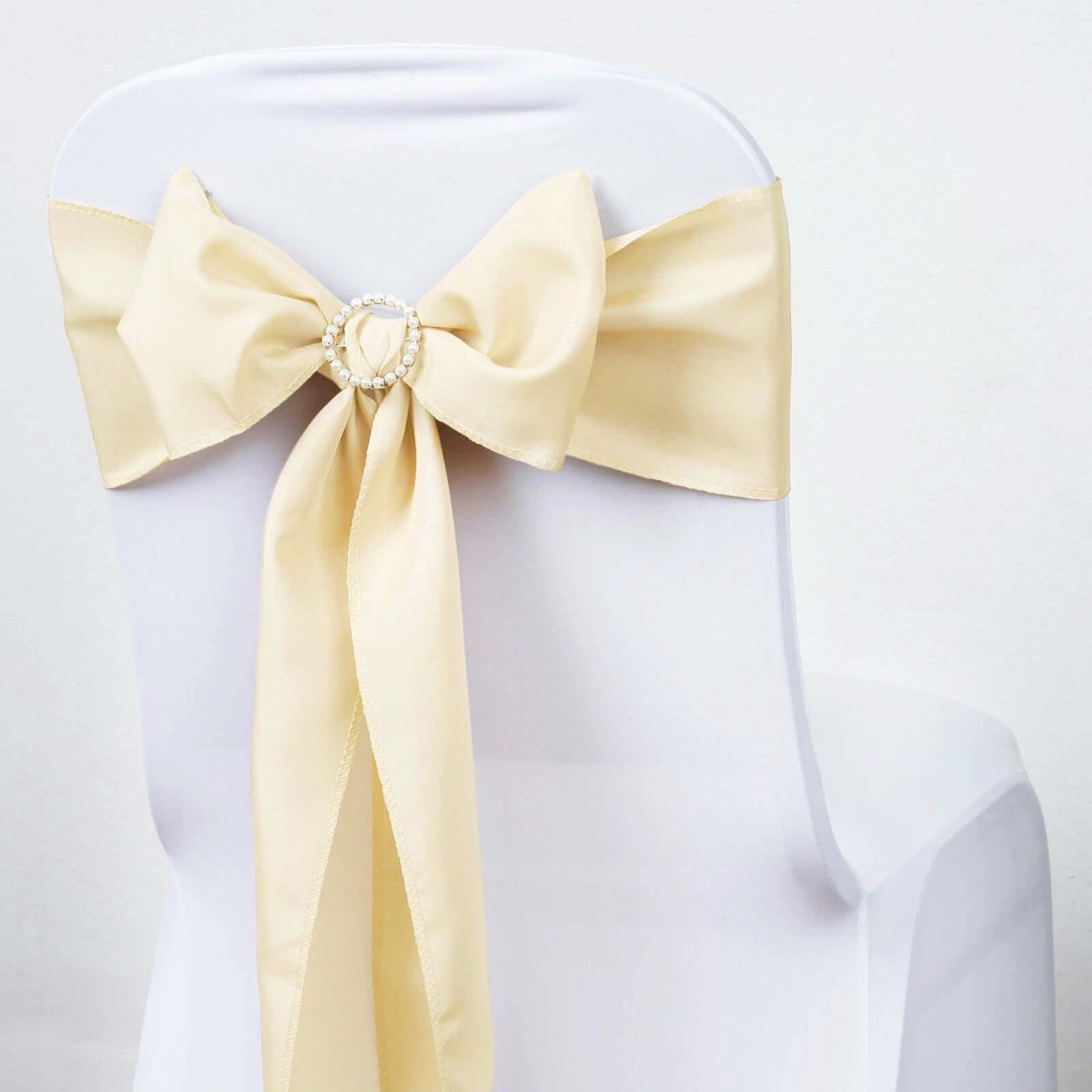 5 Pack Polyester Chair Sashes Beige 6"x108"