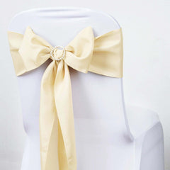 5 Pack Polyester Chair Sashes Beige 6"x108"