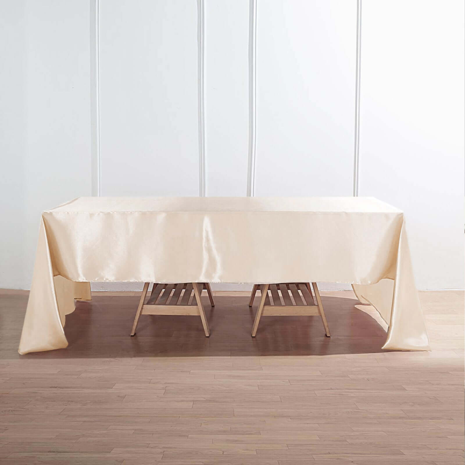 Satin Rectangular 60"x126" Tablecloth Beige - Smooth and Lustrous Table Cover