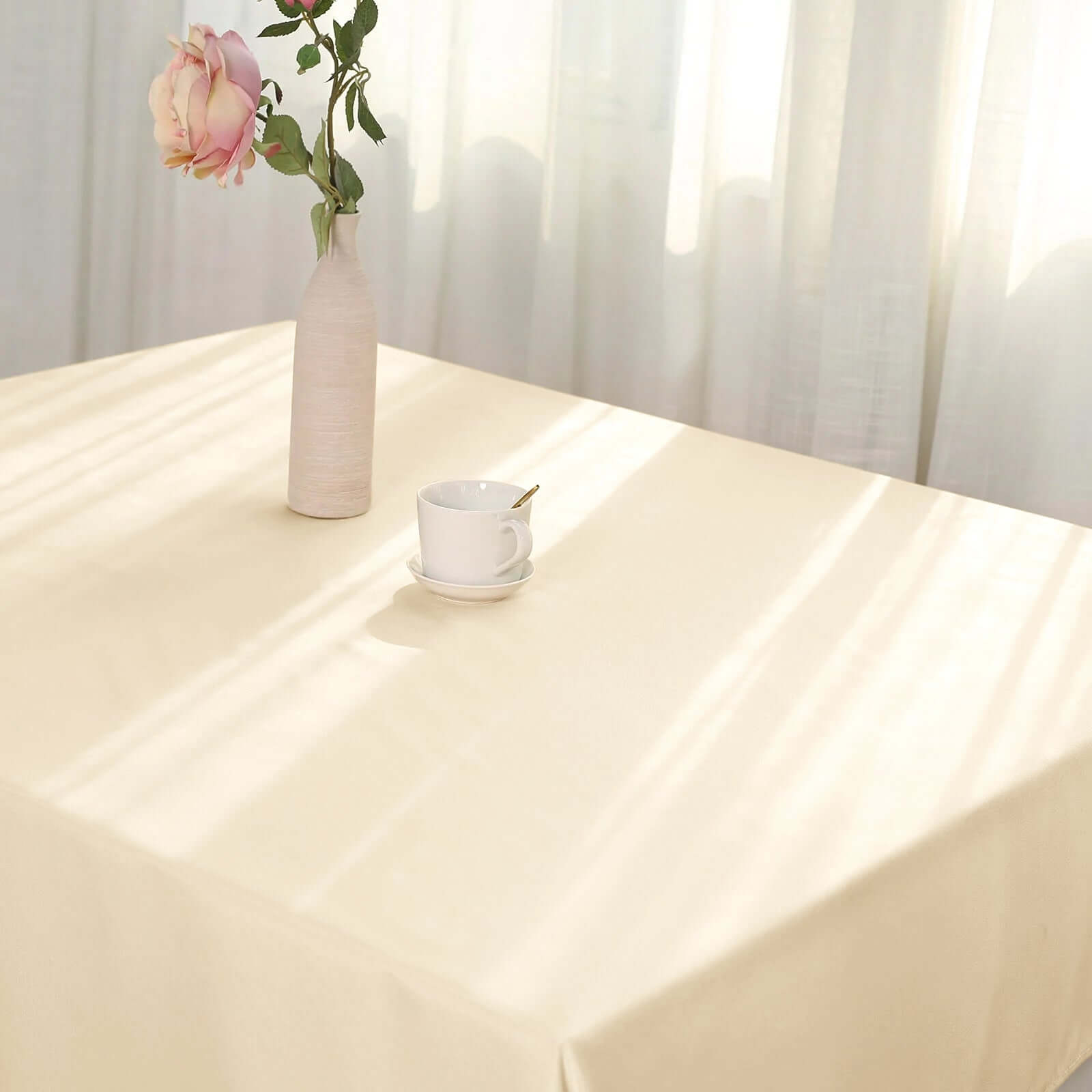 Polyester Square 54"x54" Tablecloth Beige - Wrinkle-Resistant & Durable Table Cover