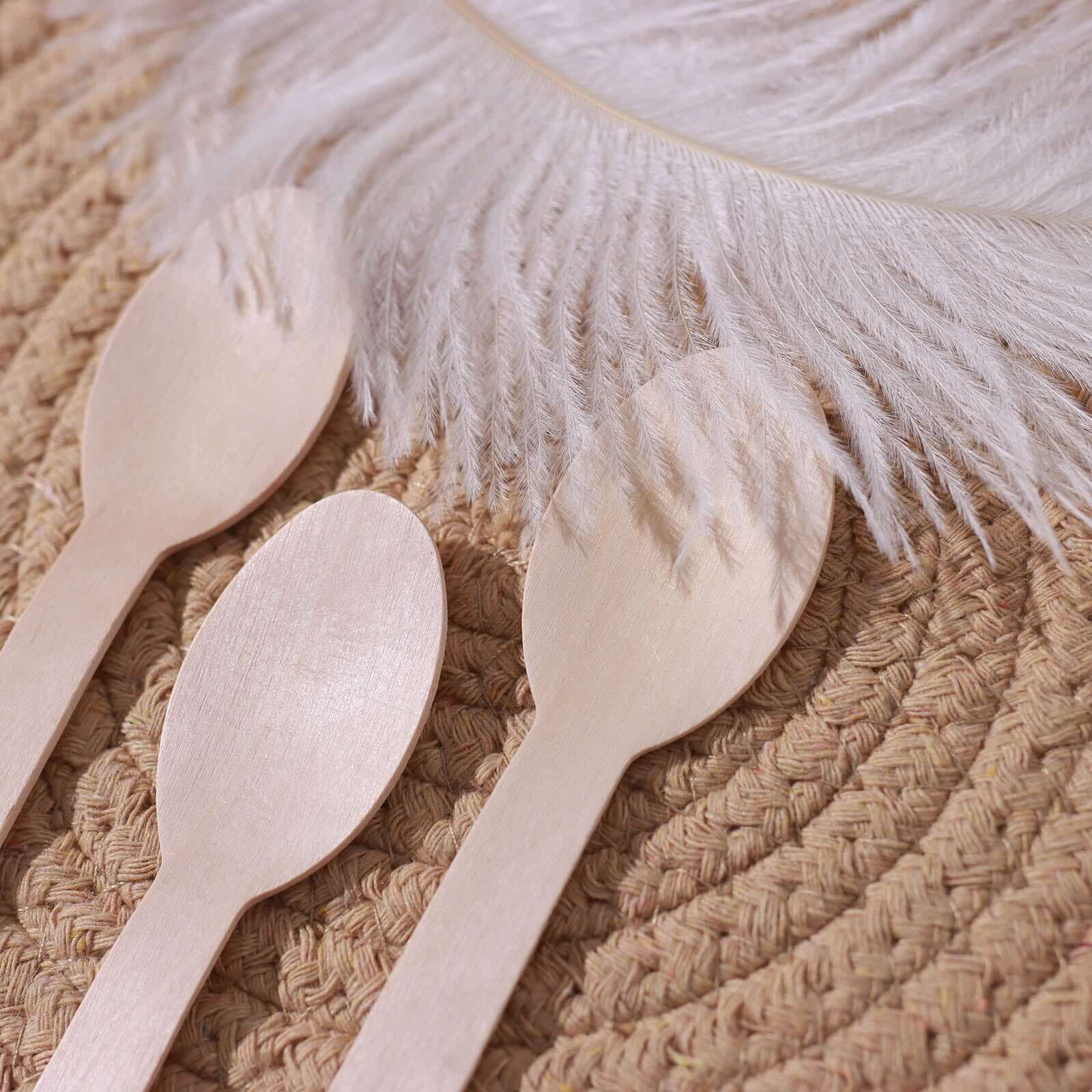 100-Pack Birchwood Spoons Natural - Eco Friendly Biodegradable Wooden Utensils for Rustic Themes & Outdoor Parties 6"