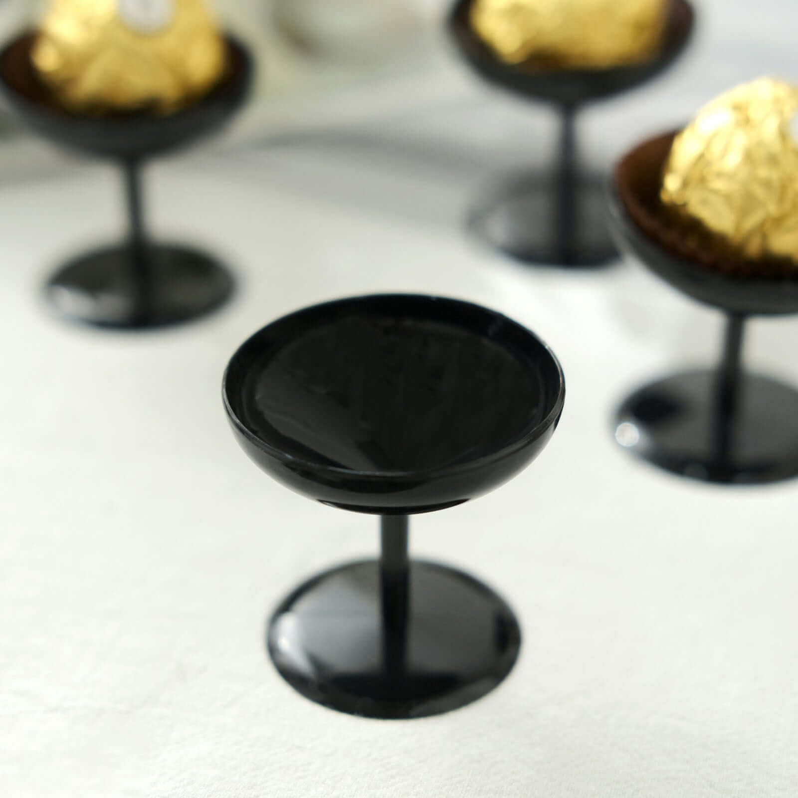 12-Pack Dessert Cup Candy Dishes Black - Decorative Mini Pedestal Stands for Treats 2"