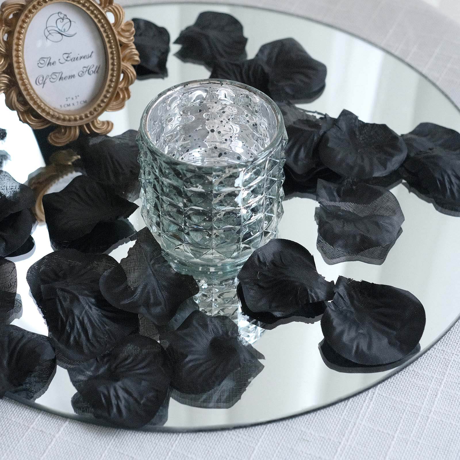 500-Pack Rose Petals Round Design Black Silk Confetti - Decorative Scatters for Tables and Floors