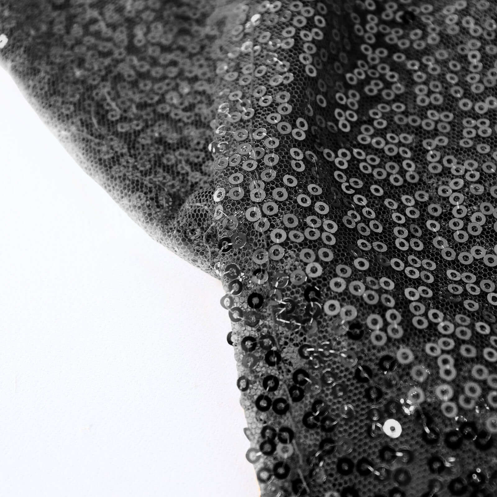 Sequin 120" Round Tablecloth Black - Seamless Glittering Table Cover
