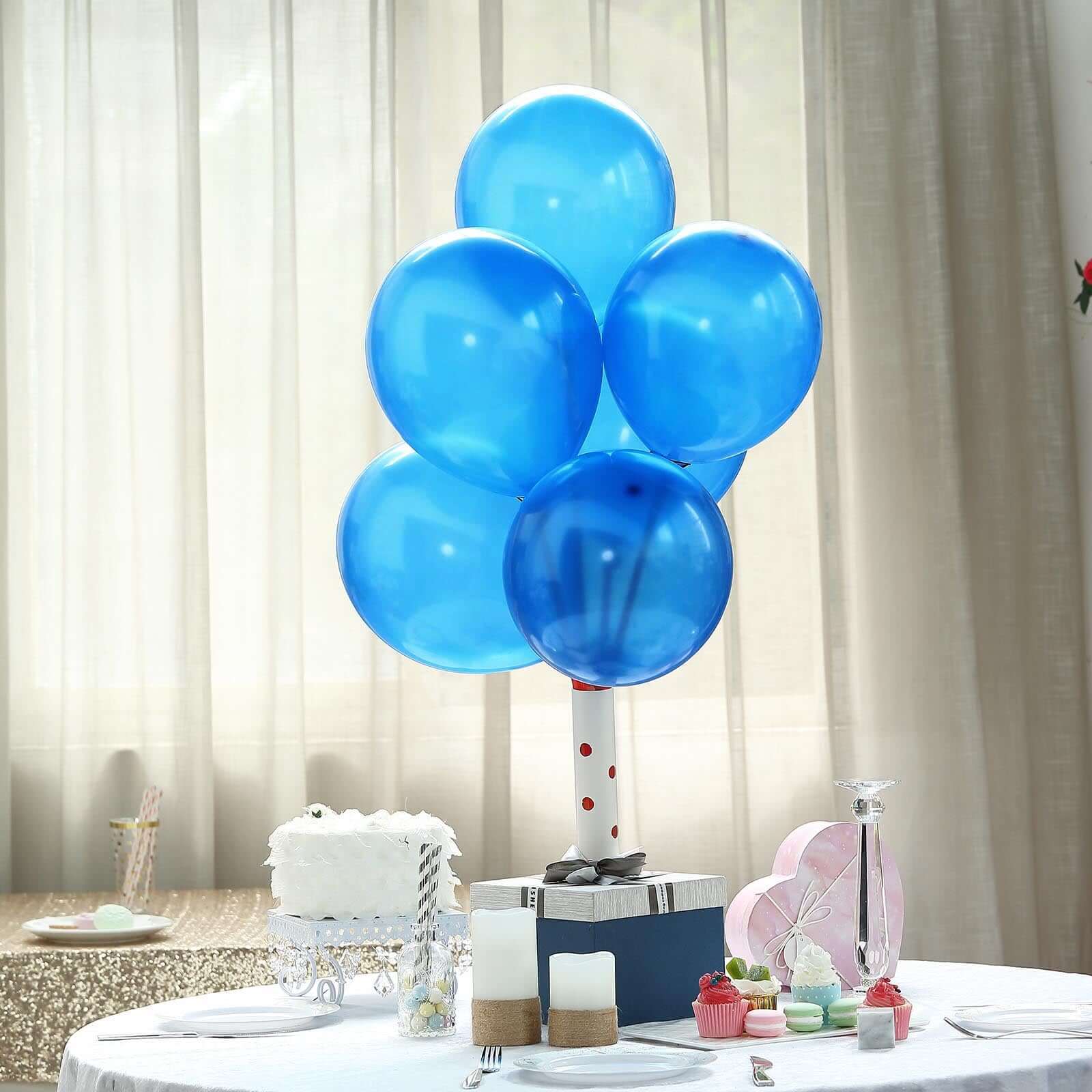25 Pack 12" Shiny Pearl Royal Blue Latex Helium or Air Balloons