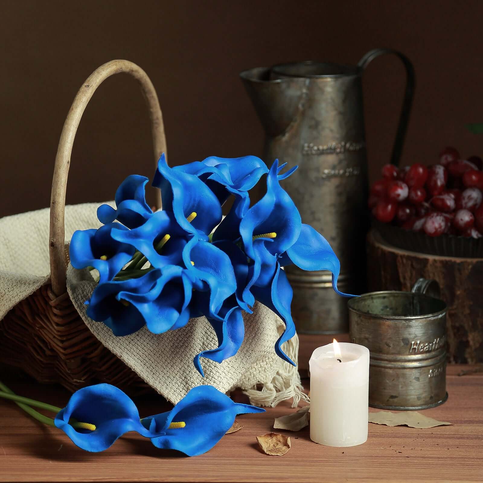 20 Stems 14" Royal Blue Artificial Poly Foam Calla Lily Flowers
