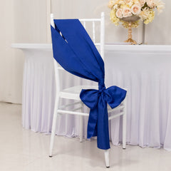 5 Pack Lamour Satin 6"x106" Chair Sashes Royal Blue - Stylish Reusable Decorative Bows