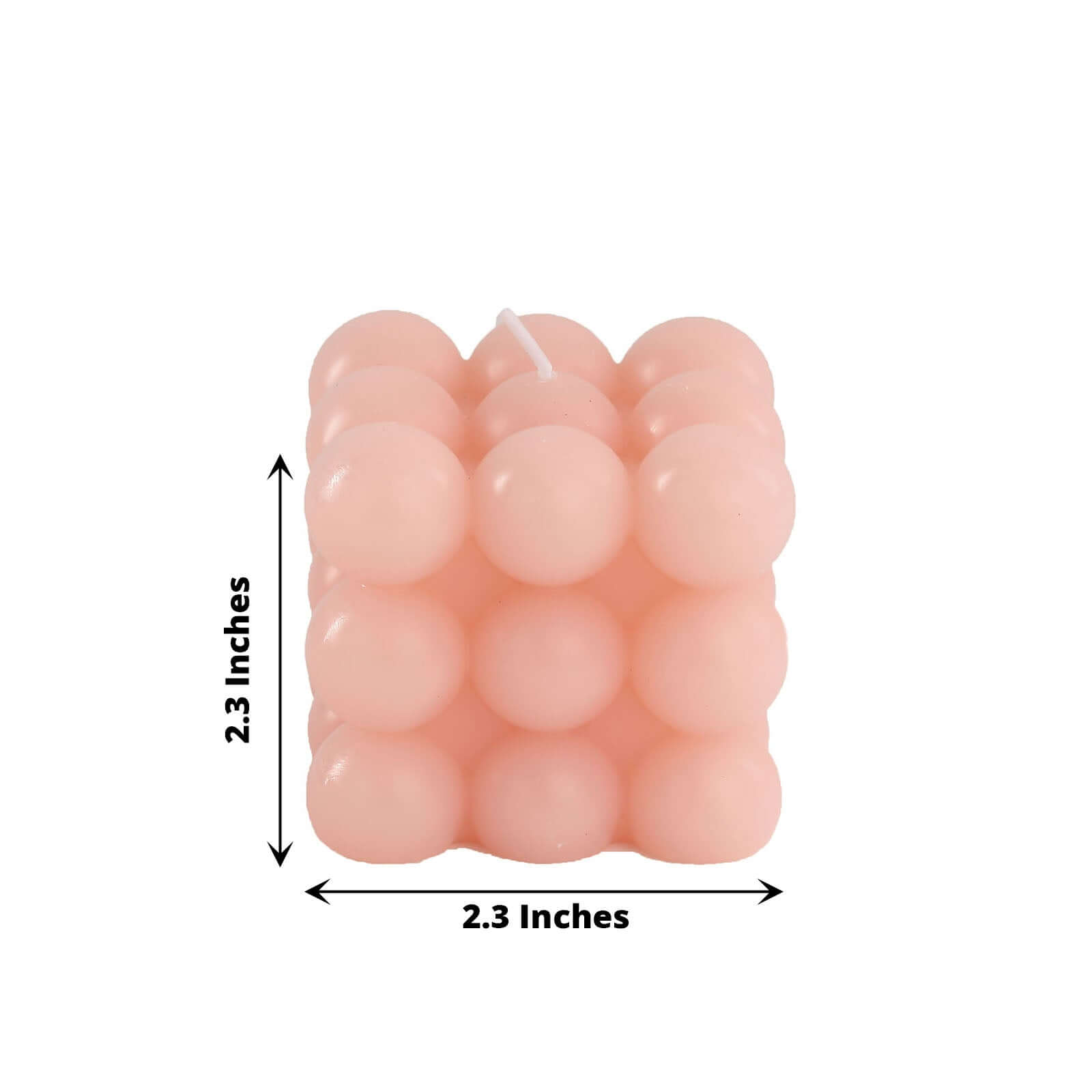 2-Pack Decorative Paraffin Wax Candles Bubble Cube Design Blush - Unscented Long Burning Pillar Candle Set 2"