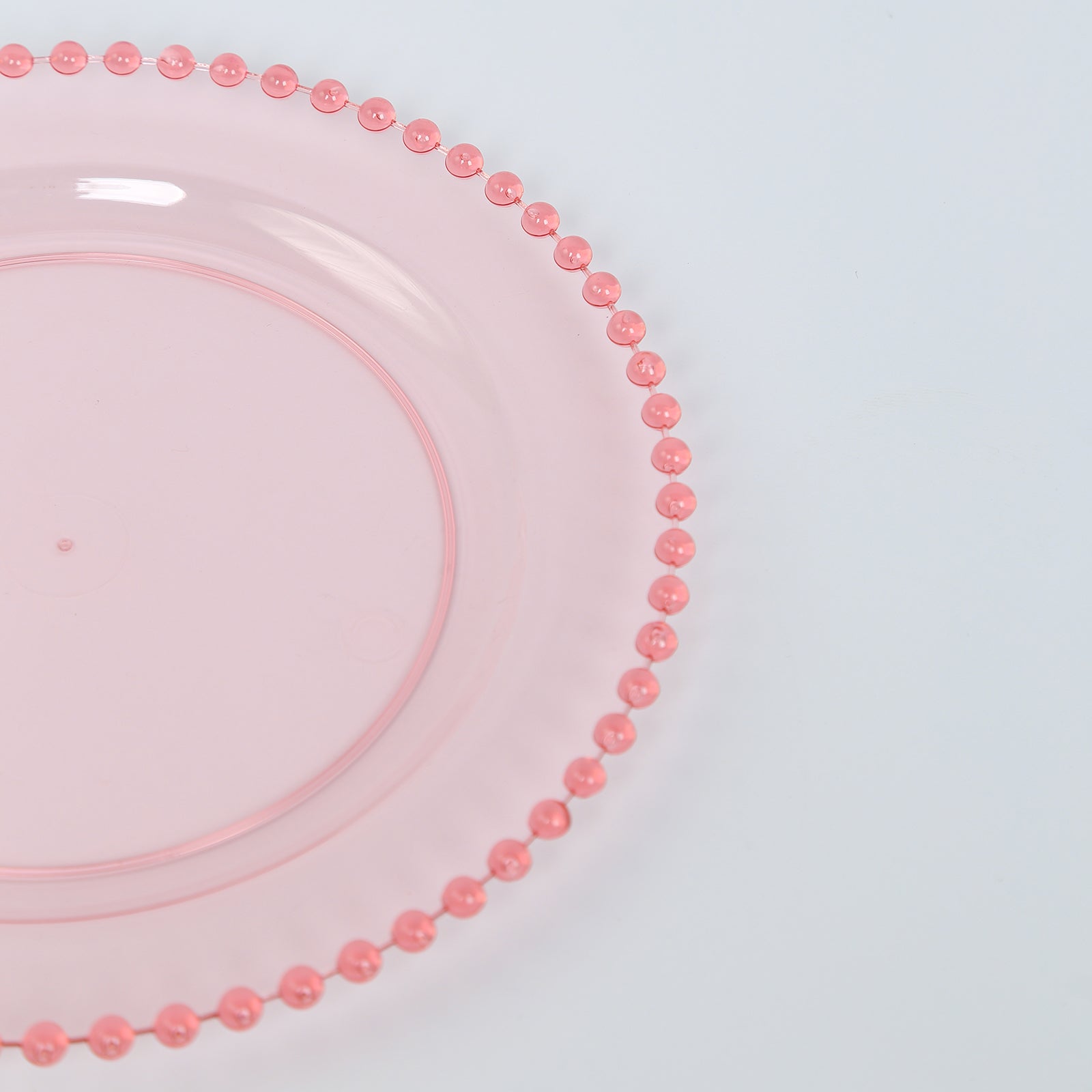 10-Pack Transparent Blush Plastic Dessert Plates – 8" Round with Beaded Rim, Disposable for Parties & Events