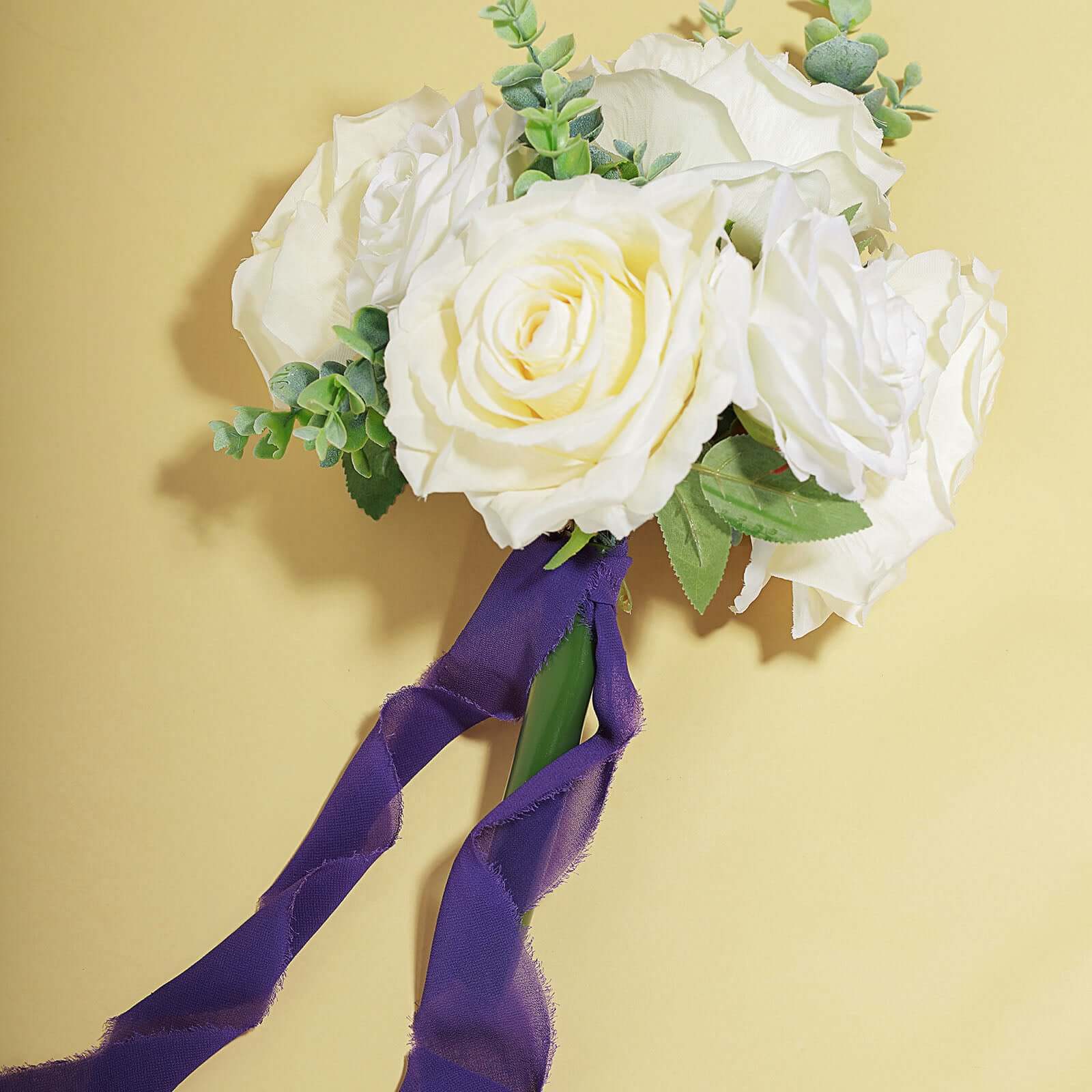 2 Pack 6yd Purple Silk-Like Chiffon Linen Ribbon Roll For Bouquets, Wedding Invitations Gift Wrapping