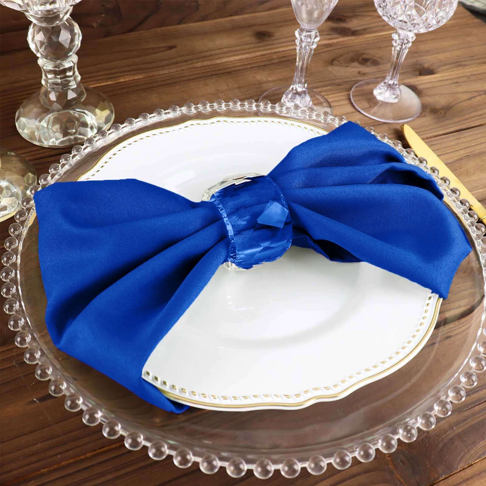 5 Pack Polyester 17"x17" Napkins Royal Blue - Durable & Wrinkle Resistant Dinner Napkins