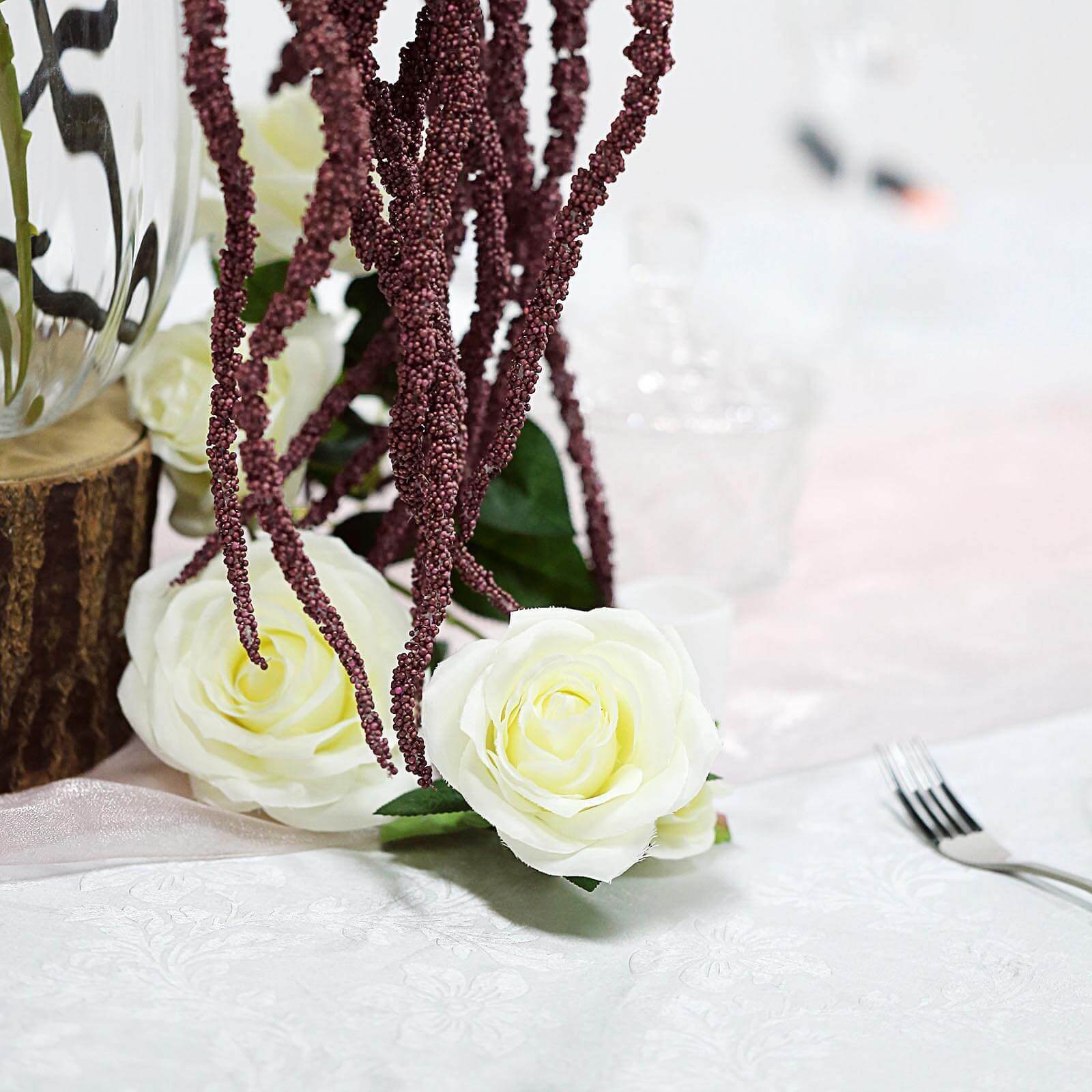 2 Pack Burgundy Artificial Amaranthus Flower Stem Spray and Ivy Leaves 32"