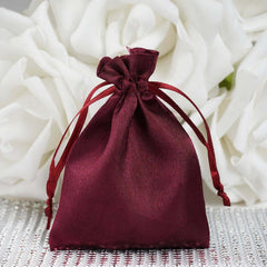 12 Pack 3" Burgundy Satin Drawstring Wedding Party Favor Gift Bags