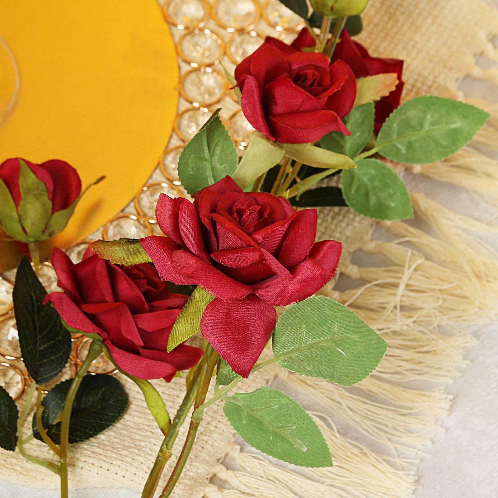 2 Stems 38" Tall Burgundy Artificial Silk Rose Flower Bouquet Bushes