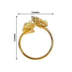 4 Pack Gold Laser Cut Butterfly Metal Napkin Holder Dining Table Decor, Spiral Wedding Napkin Rings - 2"