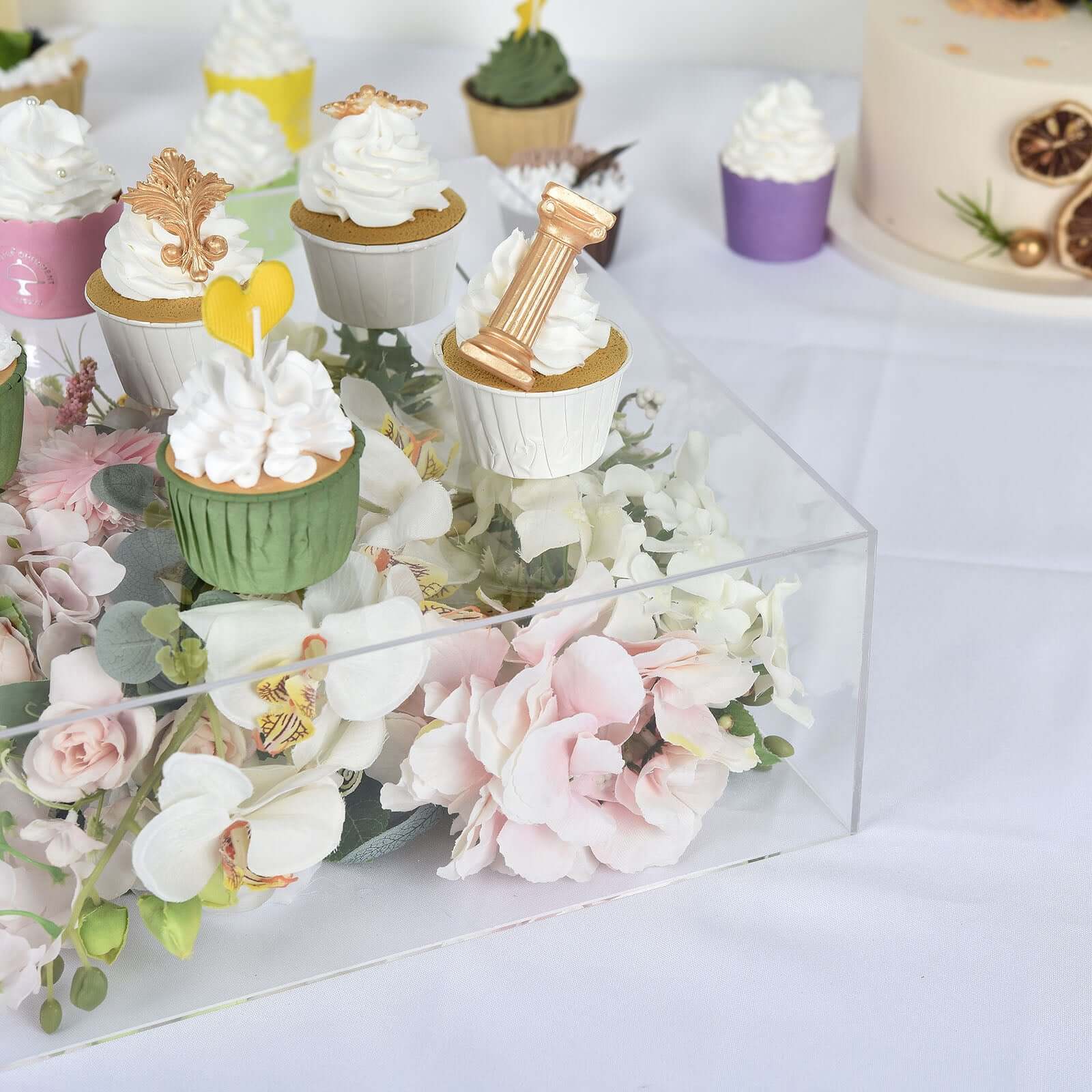 Acrylic Cake Box Stand Pedestal Riser Transparent Clear - Display for Desserts and Events 14"x14"