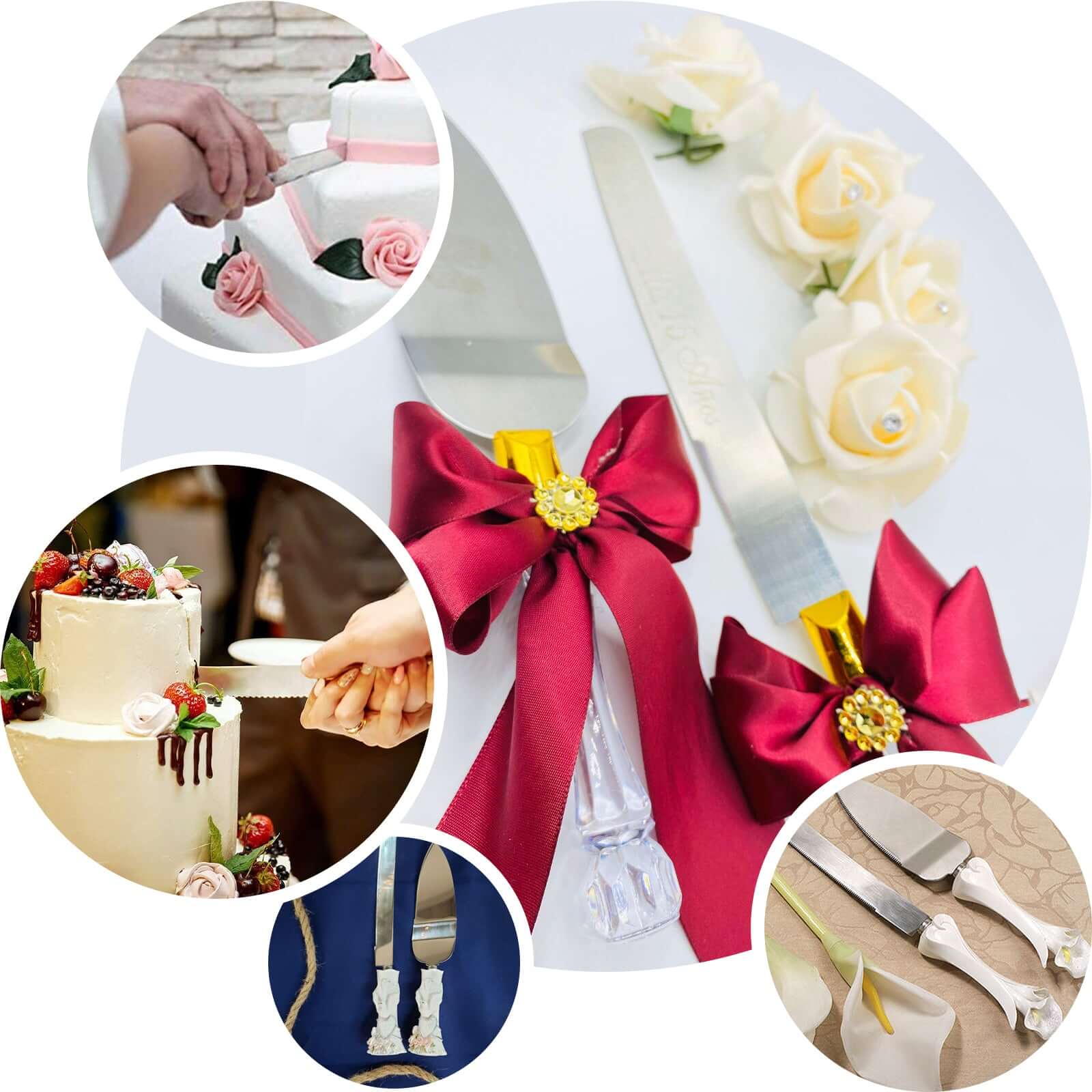 2 Set Knife and Server Stainless Steel with Clear Acrylic Handle - Party Favors with Gift Box 10" & 12"