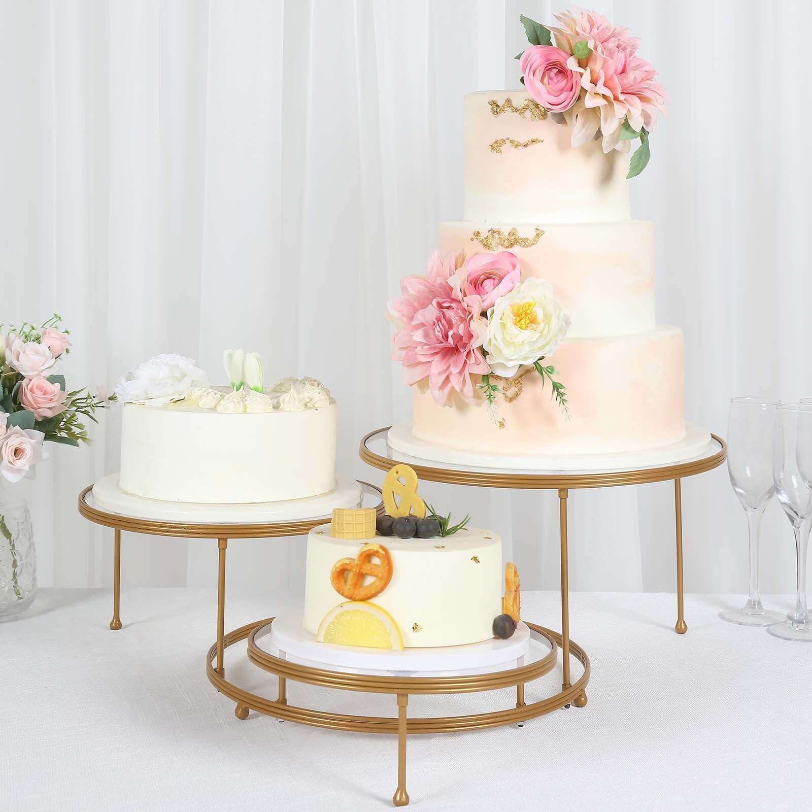 3-Tier Metal Cupcake Stand with Clear Round Acrylic Plates Gold - Dessert Cake Display Holder 23"