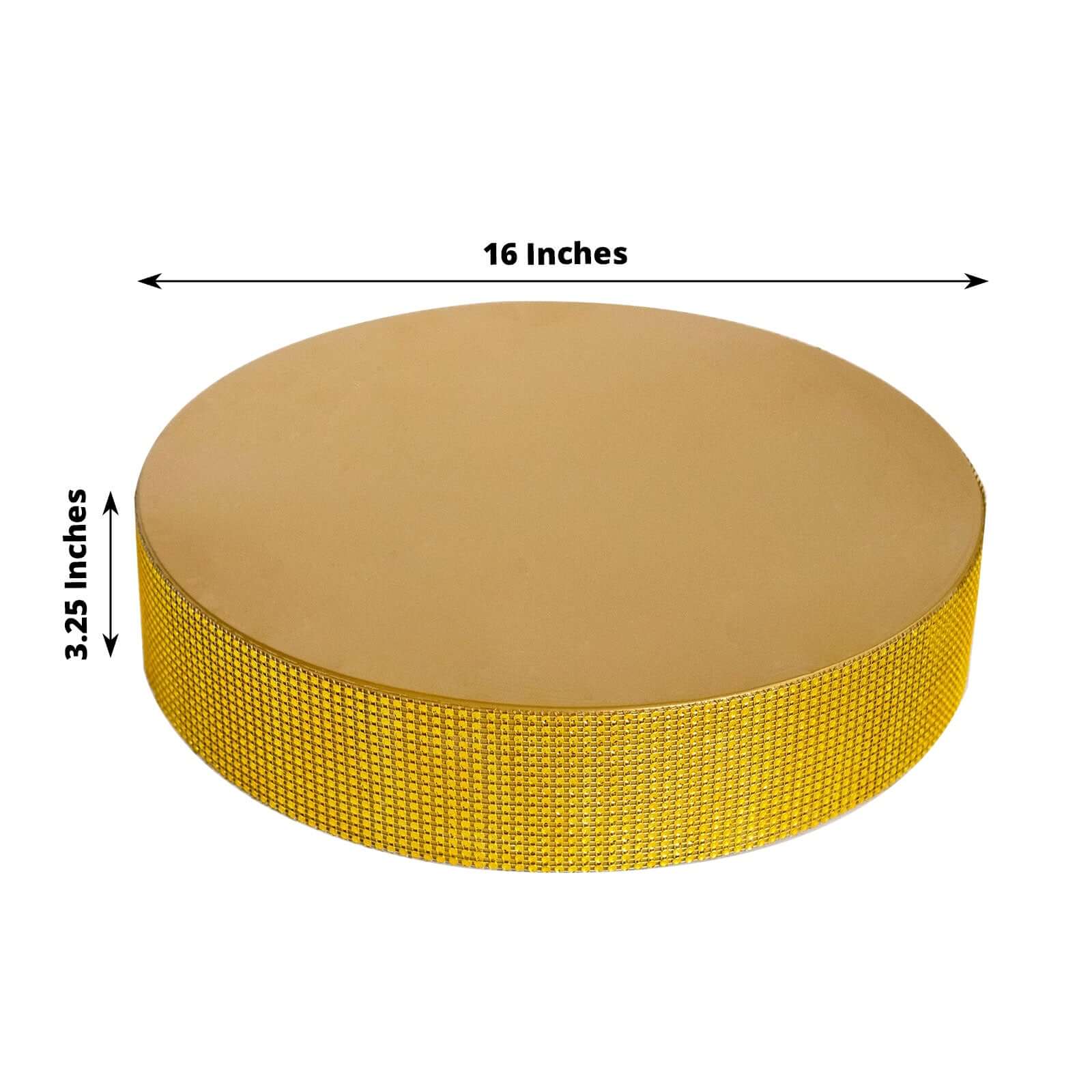 Metal Pedestal Cake Stand Round Design with Rhinestones Gold - Cupcake Holder and Dessert Table Centerpiece 16"