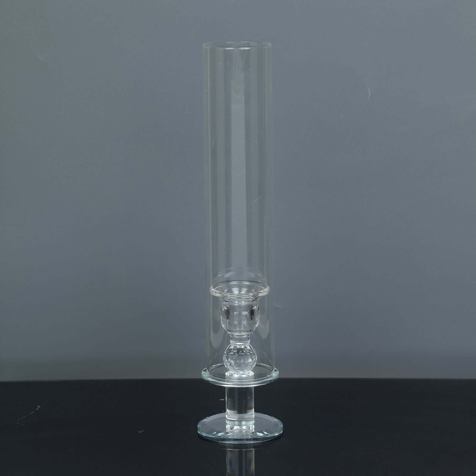 2-Pack Crystal Hurricane Taper Candle Holders, Tall Decorative Candle Stands Clear Cylinder Chimney Tubes 14"