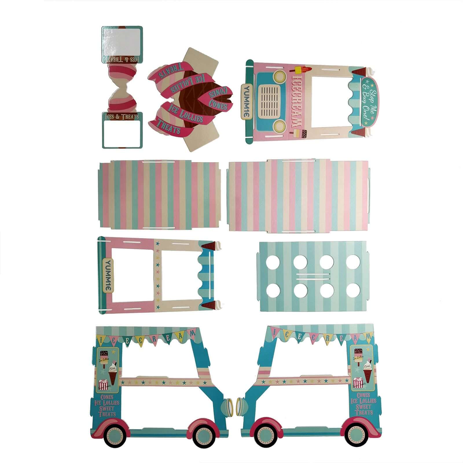 3-Tier Cardboard Cupcake Dessert Stand Tower with Ice Cream Truck Double Decker Design - Fun Disposable Treat Display for Kids' Parties & Snack Stations 16"