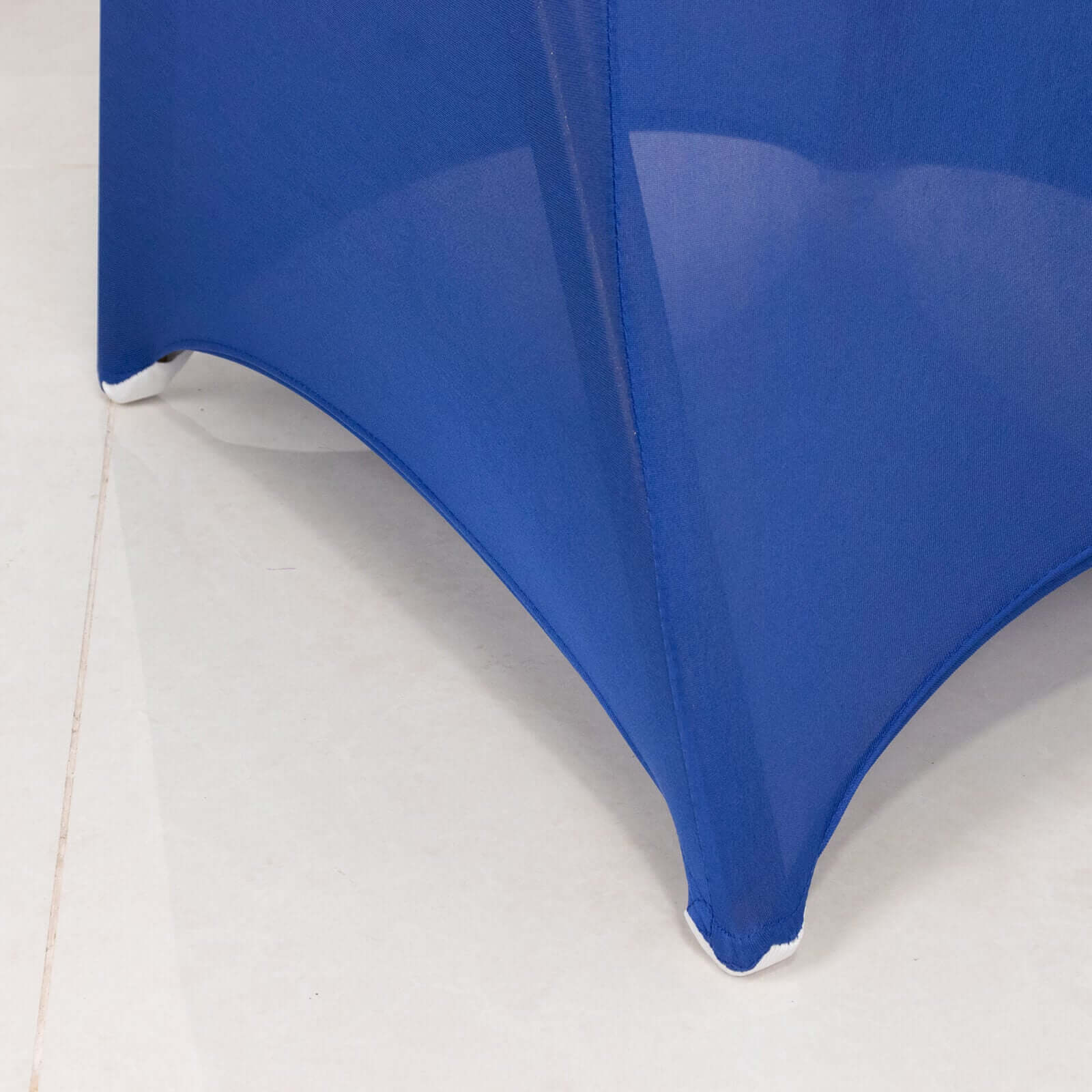 Spandex Chair Cover with Royal Blue Rhinestone Buckled Sash Band Blush - Stretch Fitted Slipcover