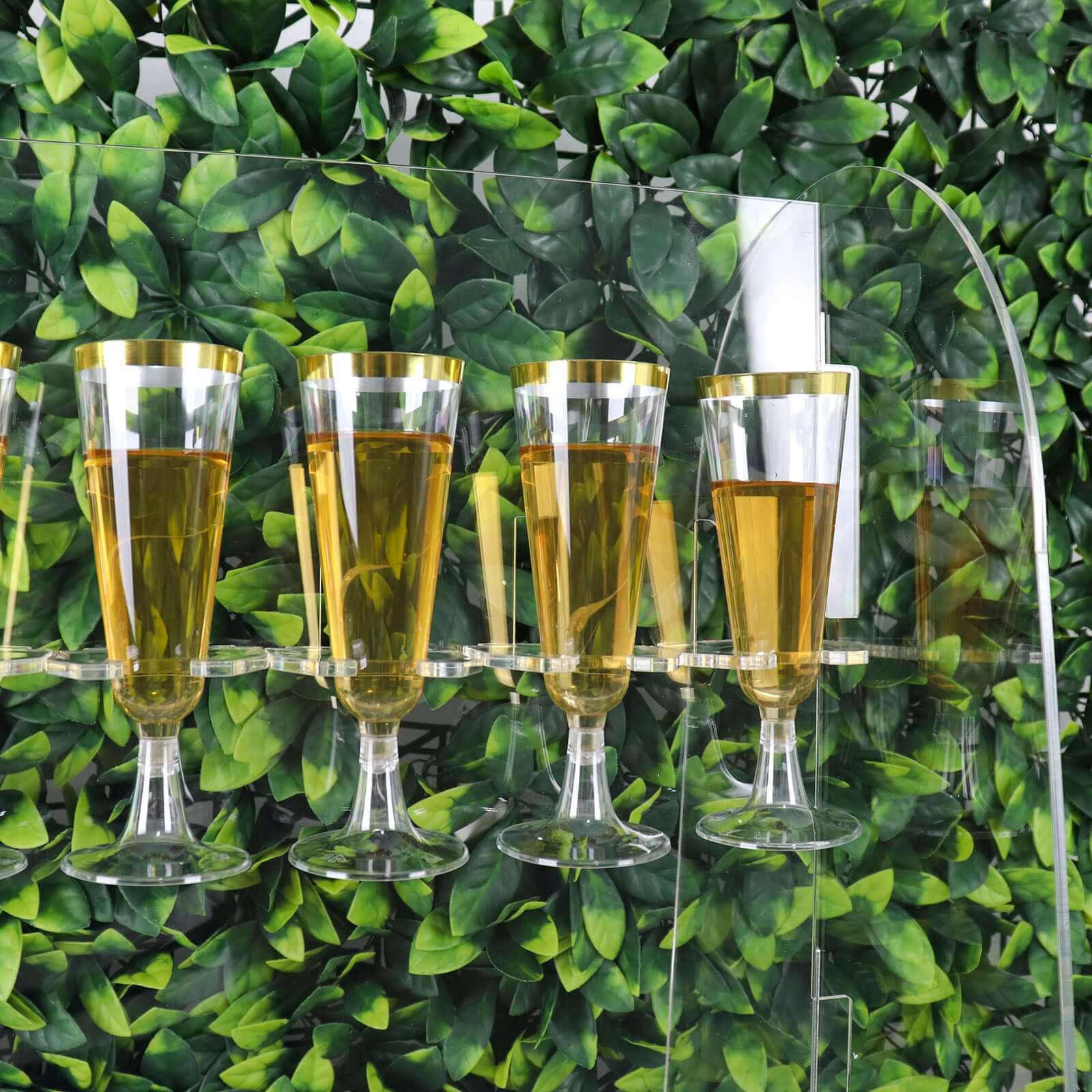 2-Tier Acrylic Champagne Glass Holder Display Stand Table Top Clear - Modern Stemware Rack Cocktail Drink Holder with 18 Hooks for Events & DIY Bars 25"