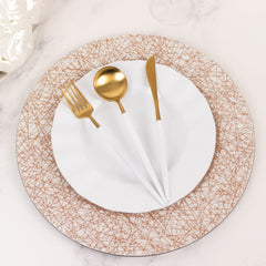 6-Pack Acrylic Round Charger Plates 13" in Rose Gold with Glitter Abstract Lines Pattern, Decorative Dinner Party Charger Tableware