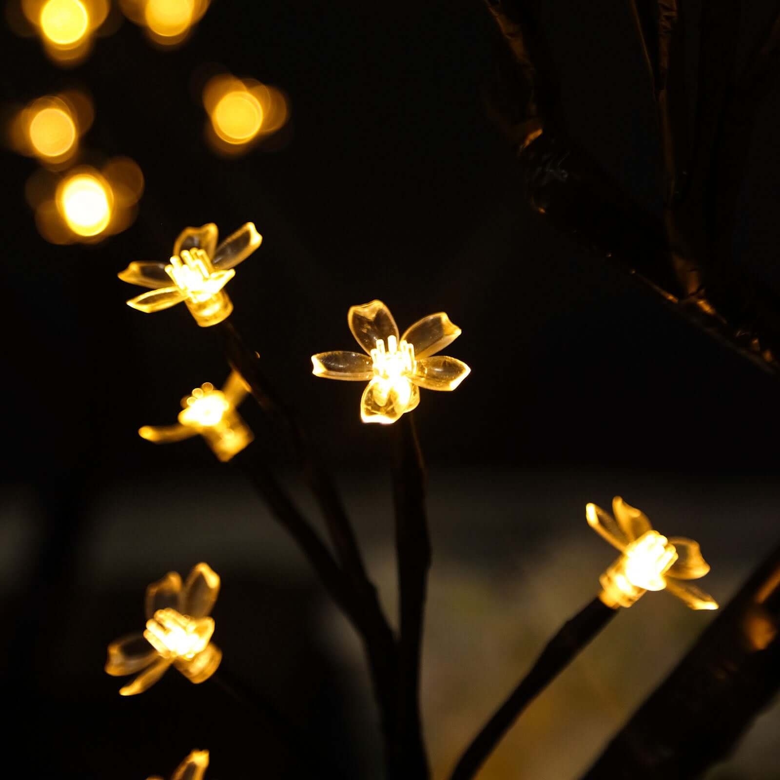 2-Pack Artificial Tree Centerpieces Cherry Blossom Design Black with 36 Warm White LEDs - Battery Operated Table Décor