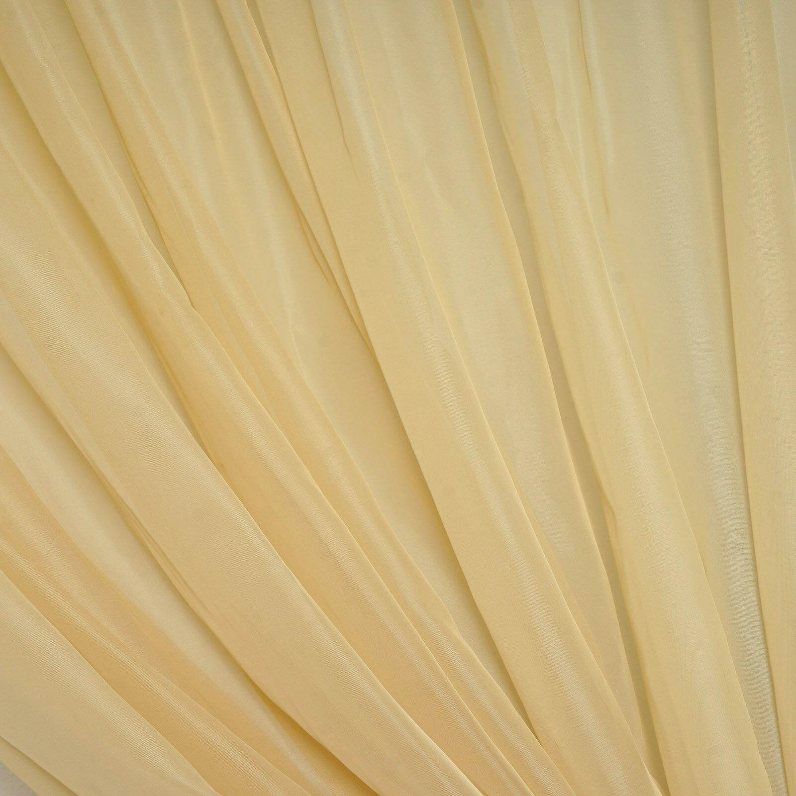 2 Pack Champagne Sheer Chiffon Event Curtain Drapes, Durable Flame Resistant Premium Organza Backdrop Event Panels With Rod Pockets - 10ftx10ft